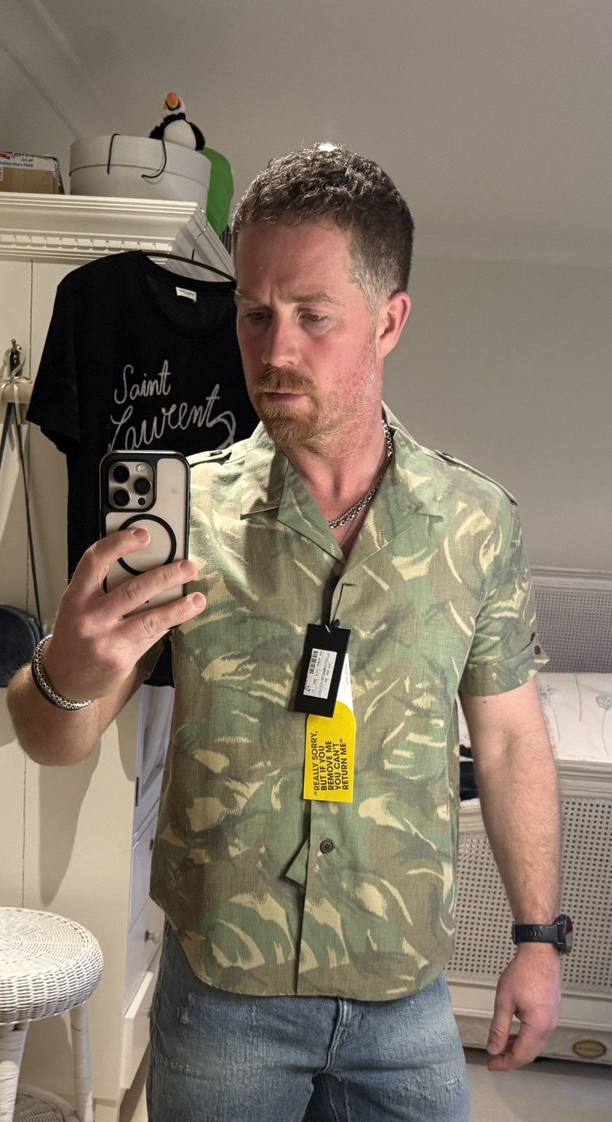 Saint Laurent Paris SS21 Saint Laurent camo short sleeve Hawaiian shirt 41 Size US L / EU 52-54 / 3 - 8 Thumbnail