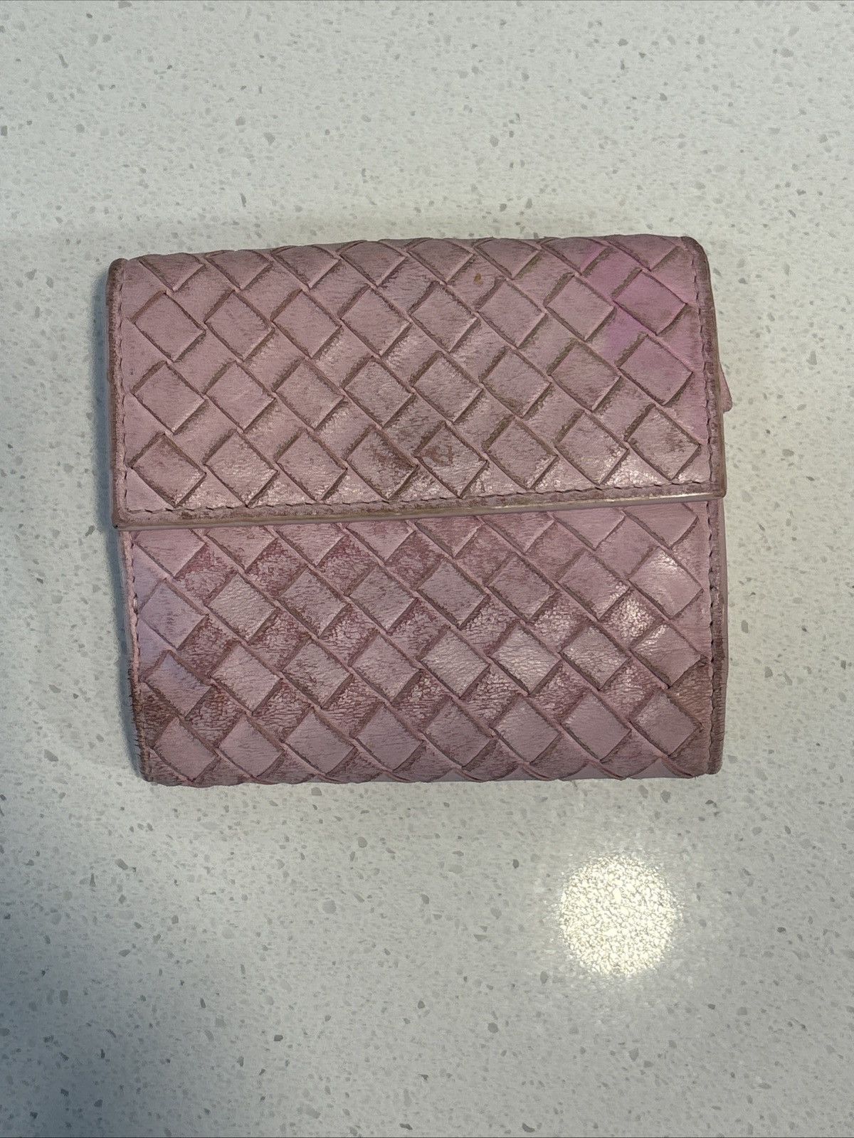 Bottega Veneta Bottega Veneta Pink Leather Woven Wallet Bi Fold Card Holder Size ONE SIZE - 2 Thumbnail