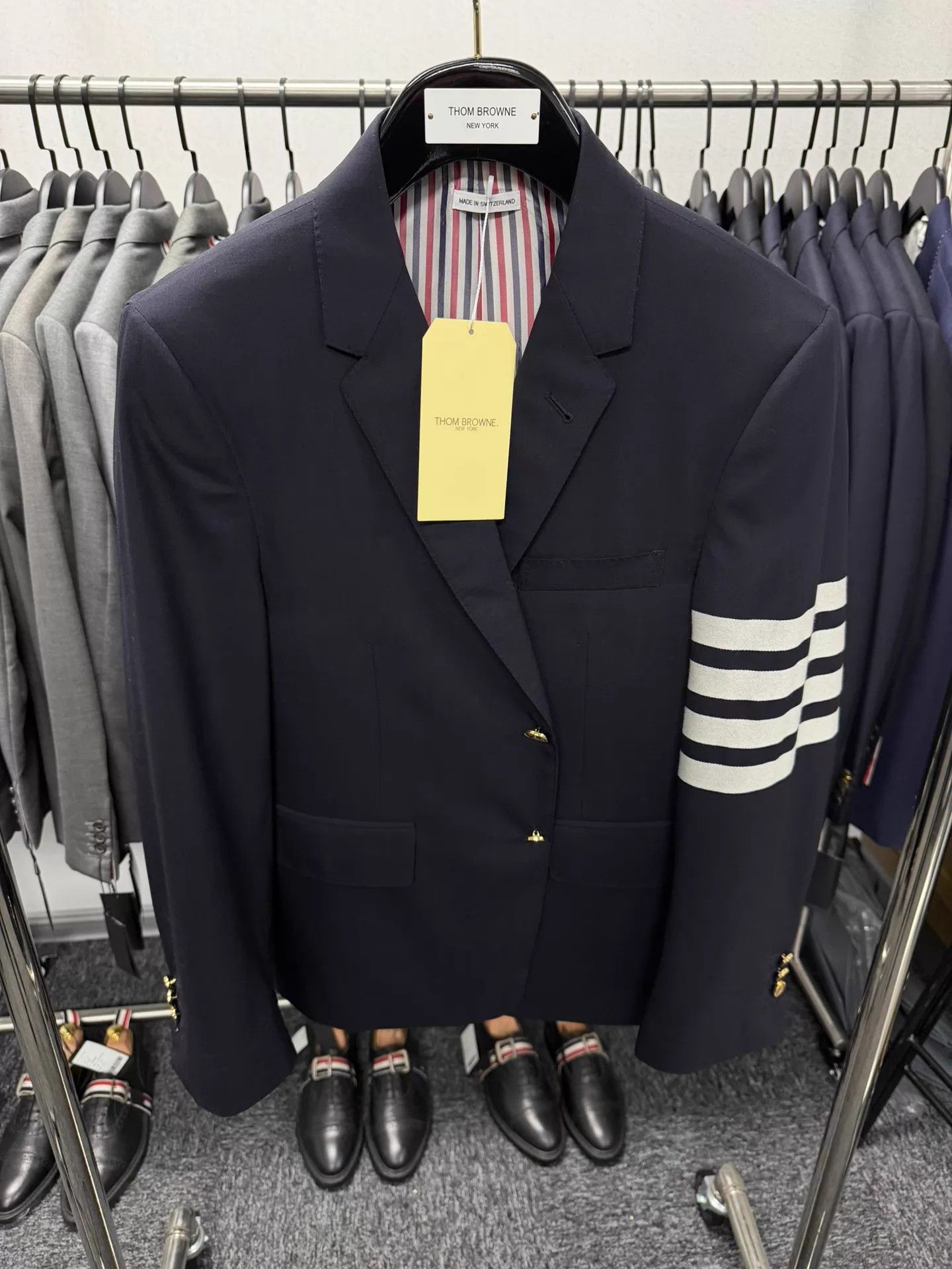 Thom Browne Thom Browne Classic 4-Bar Navy Gold Button Suit Size 48R - 1 Thumbnail