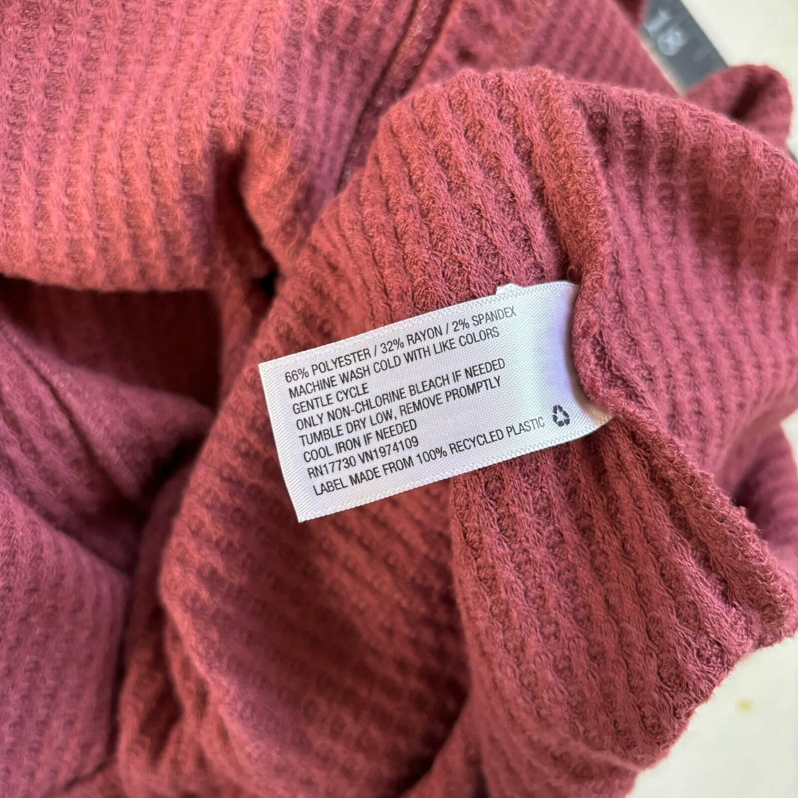 Other Womens Thermal Knotted Top Size Small V-Neck Waffle Knit MIn Size S / US 4 / IT 40 - 8 Thumbnail