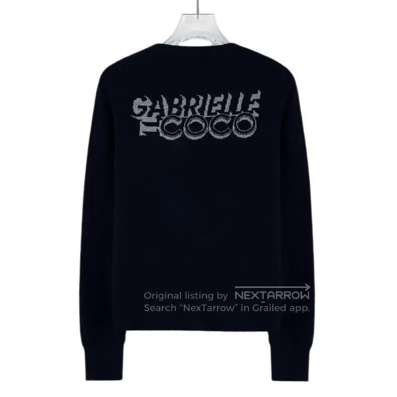 Chanel Chanel Black letter inlaid cashmere round neck single-brea Size XS / US 0-2 / IT 36-38 - 2 Thumbnail