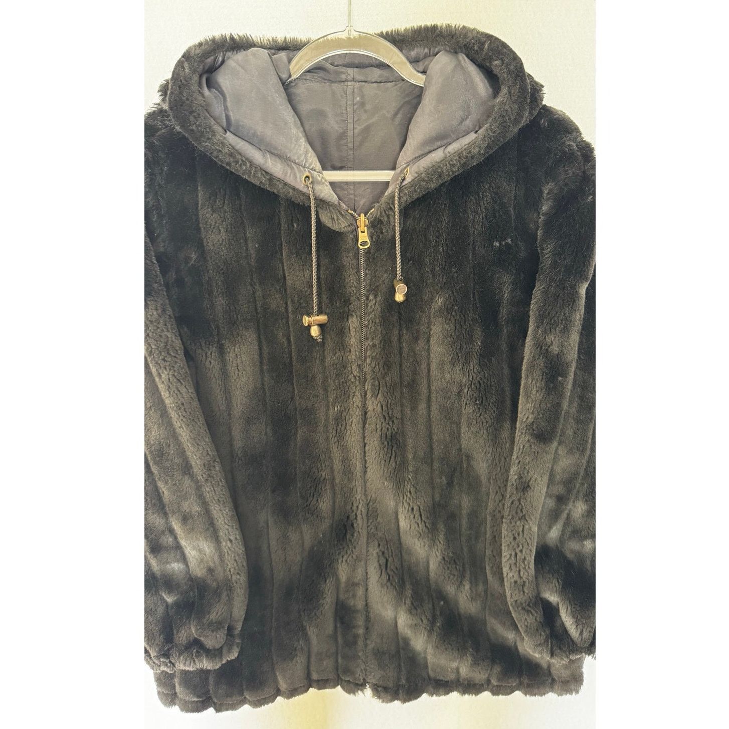 Vintage 1990s Komitor Reversible Silk Faux Fur Hooded Coat Medium Size M / US 6-8 / IT 42-44 - 6 Thumbnail