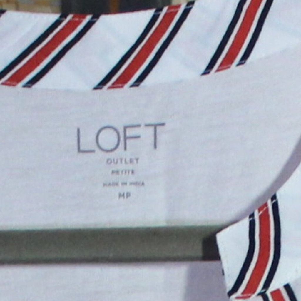 Loft LOFT Outlet White Sleeves Top with Red and Navy Stripes Size M / US 6-8 / IT 42-44 - 4 Thumbnail
