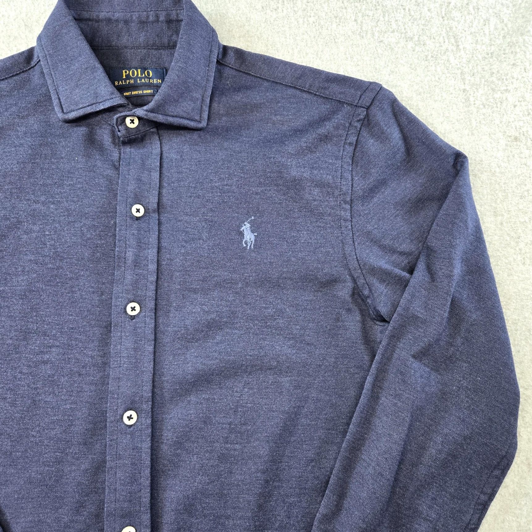 Polo Ralph Lauren Shirt Mens S Blue Knit Dress Collared Button Up Logo
