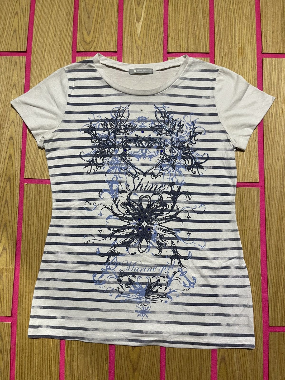 If Six Was Nine Y2K ARNALDO BASSINI short sleeve t-shirt with glitter print Size M / US 6-8 / IT 42-44 - 1 Thumbnail