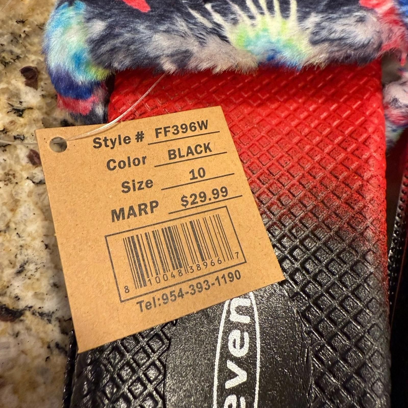 Seven 7 Seven tie dyed faux fur rainbow colored slides Size 10 Size US 10 / IT 40 - 5 Thumbnail