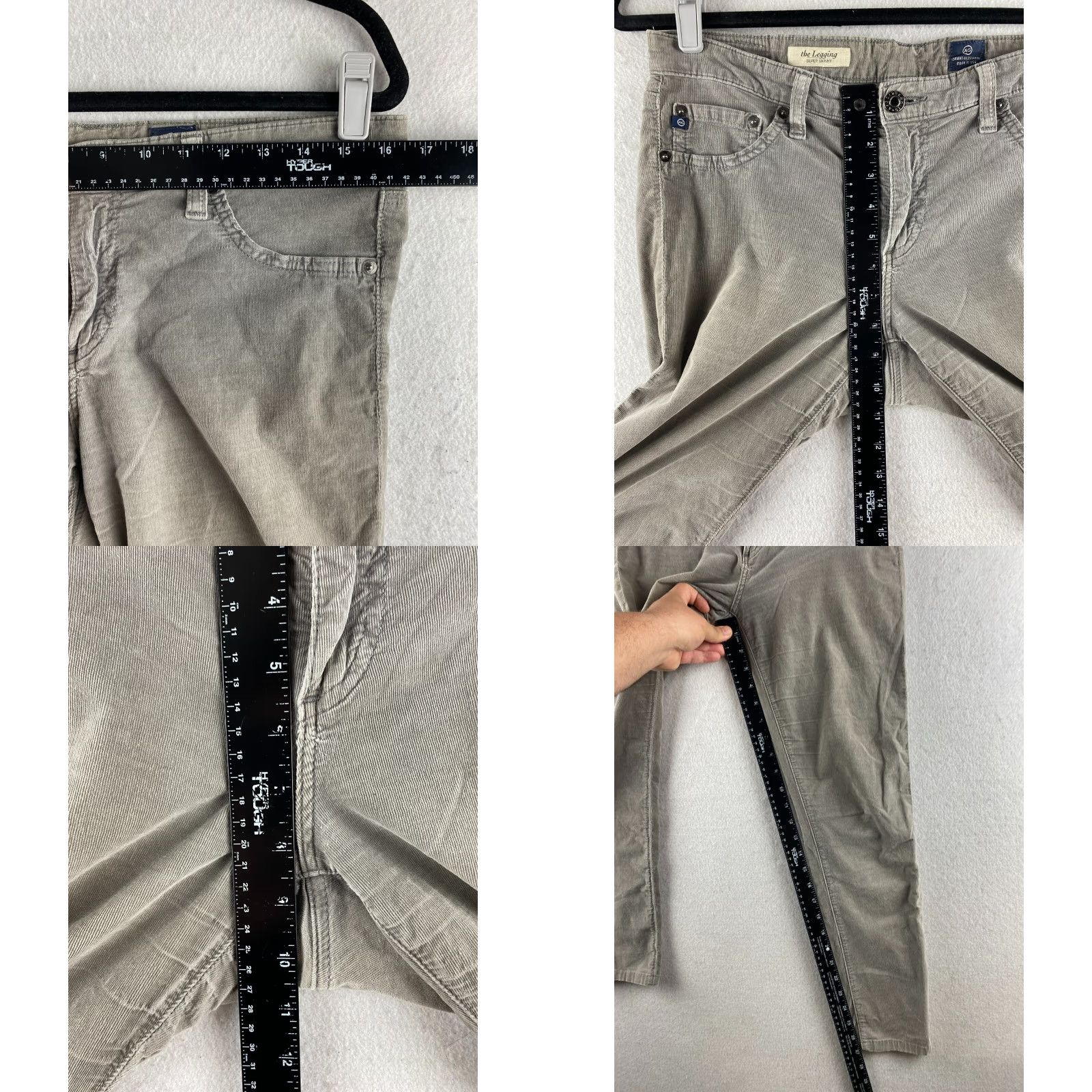 Vintage AG Adriano Goldschmeid Pants Womens 31 Gray Corduroy The Legging Super Skinny Size 24" / US 00 / IT 34 - 8 Thumbnail