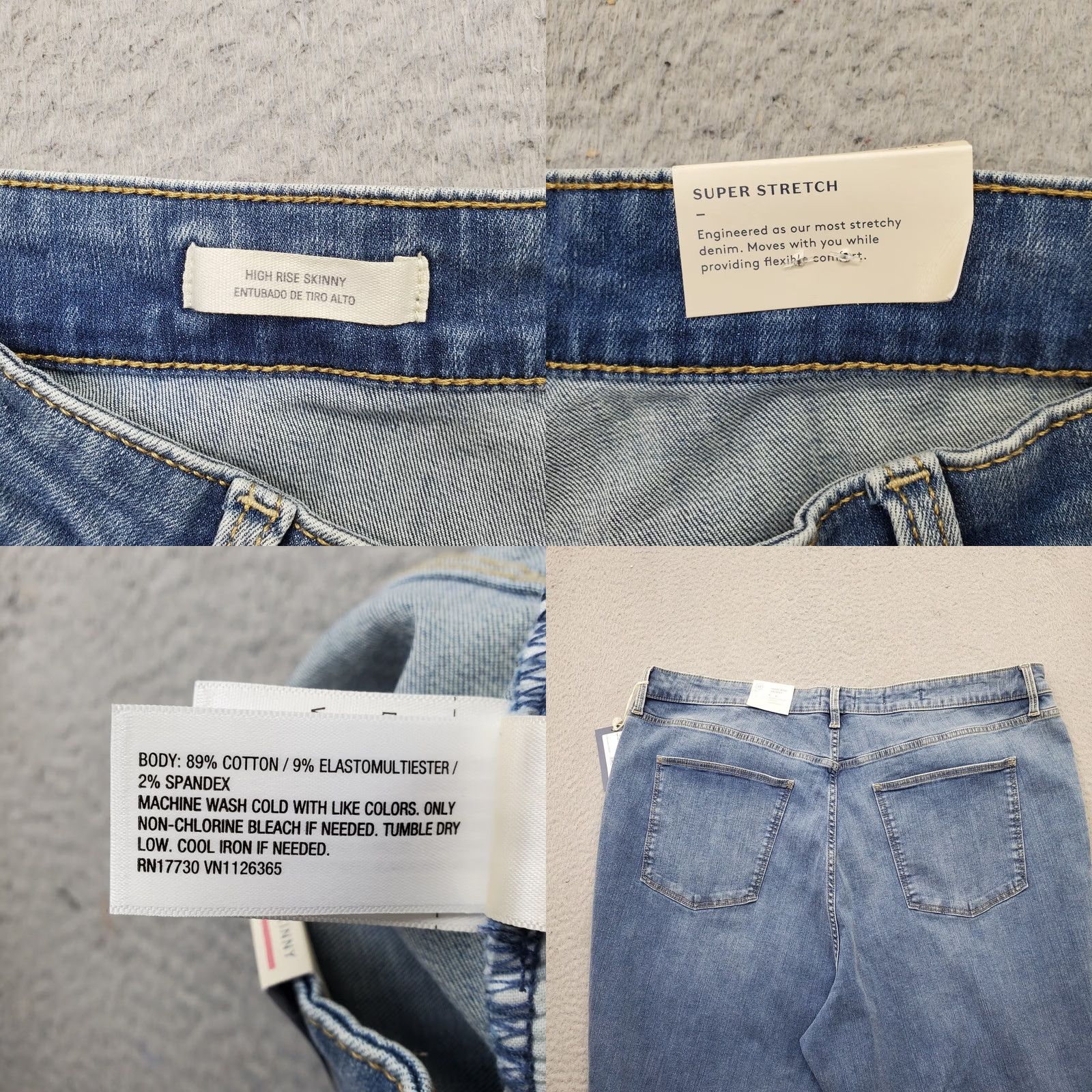 Vintage Universal Thread Jeans Womens Size 24 Blue Denim High Rise Skinny Stretch Jeans Size 42" / US 20 - 8 Thumbnail