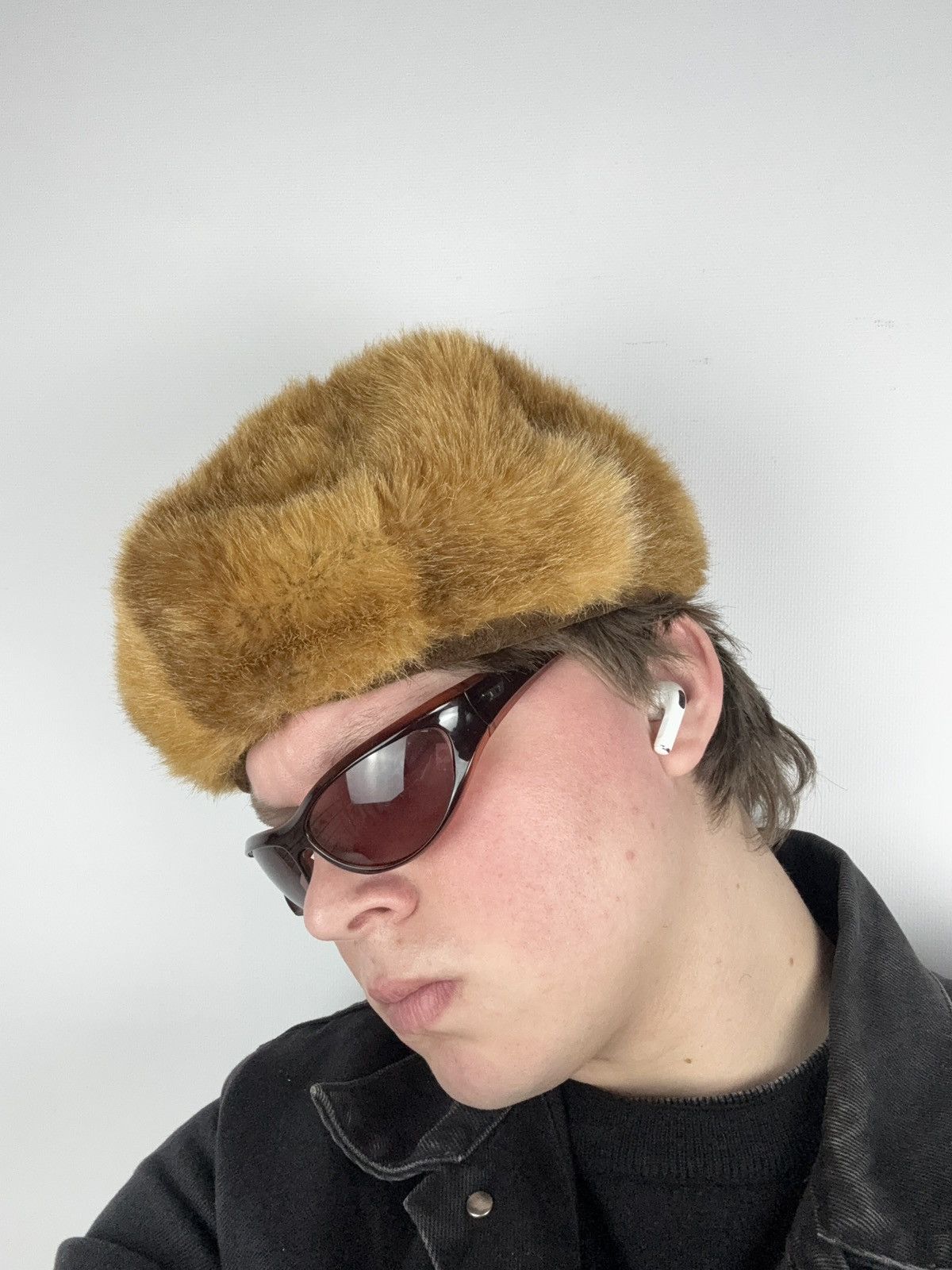 Japanese Brand 90s Vintage Brown Fur Beret Hat Y2K Russian Style Unisex Size ONE SIZE - 2 Thumbnail