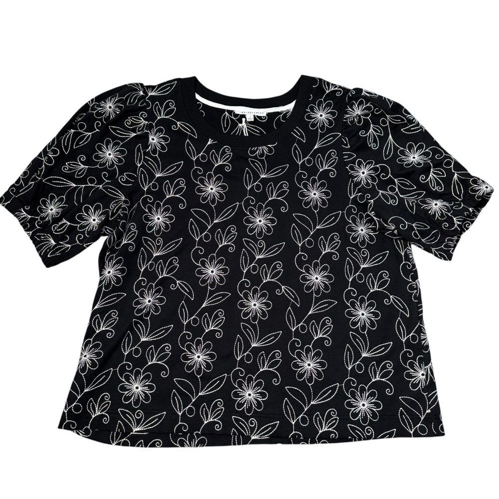 Other NWT New Jane And Delancey Black Floral Embroidery Puff Shor Size XL / US 12-14 / IT 48-50 - 5 Thumbnail