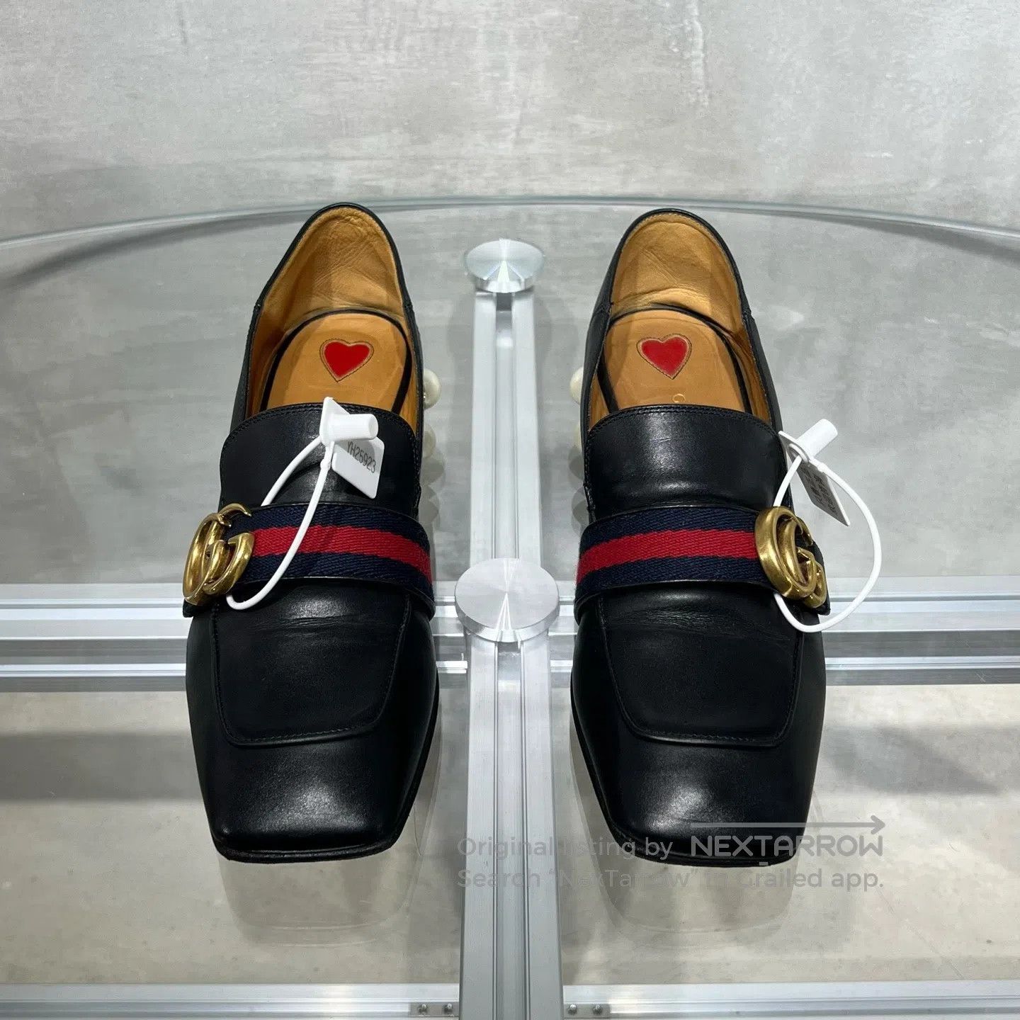 Gucci Guicci Black double-G pearl loafer shoes Size US 6.5 / IT 36.5 - 2 Thumbnail