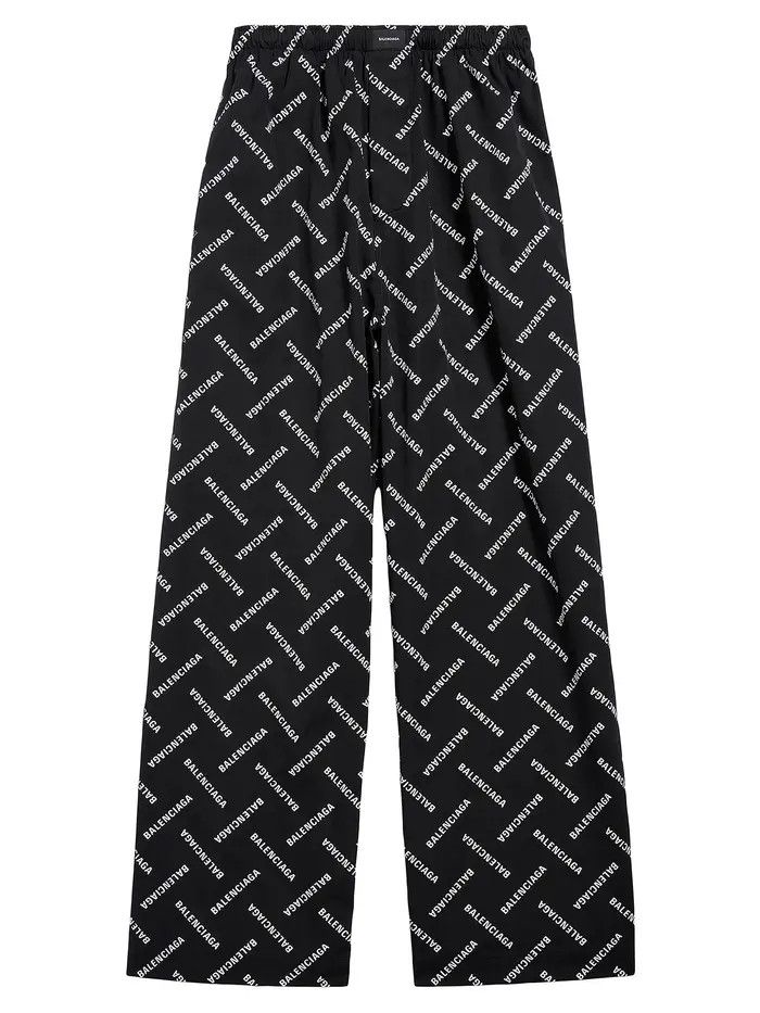 Balenciaga o1la1rc1a0226 Bal Diagonal Allover Pyjama Pants In Black Size US 28 / EU 44 - 1 Thumbnail