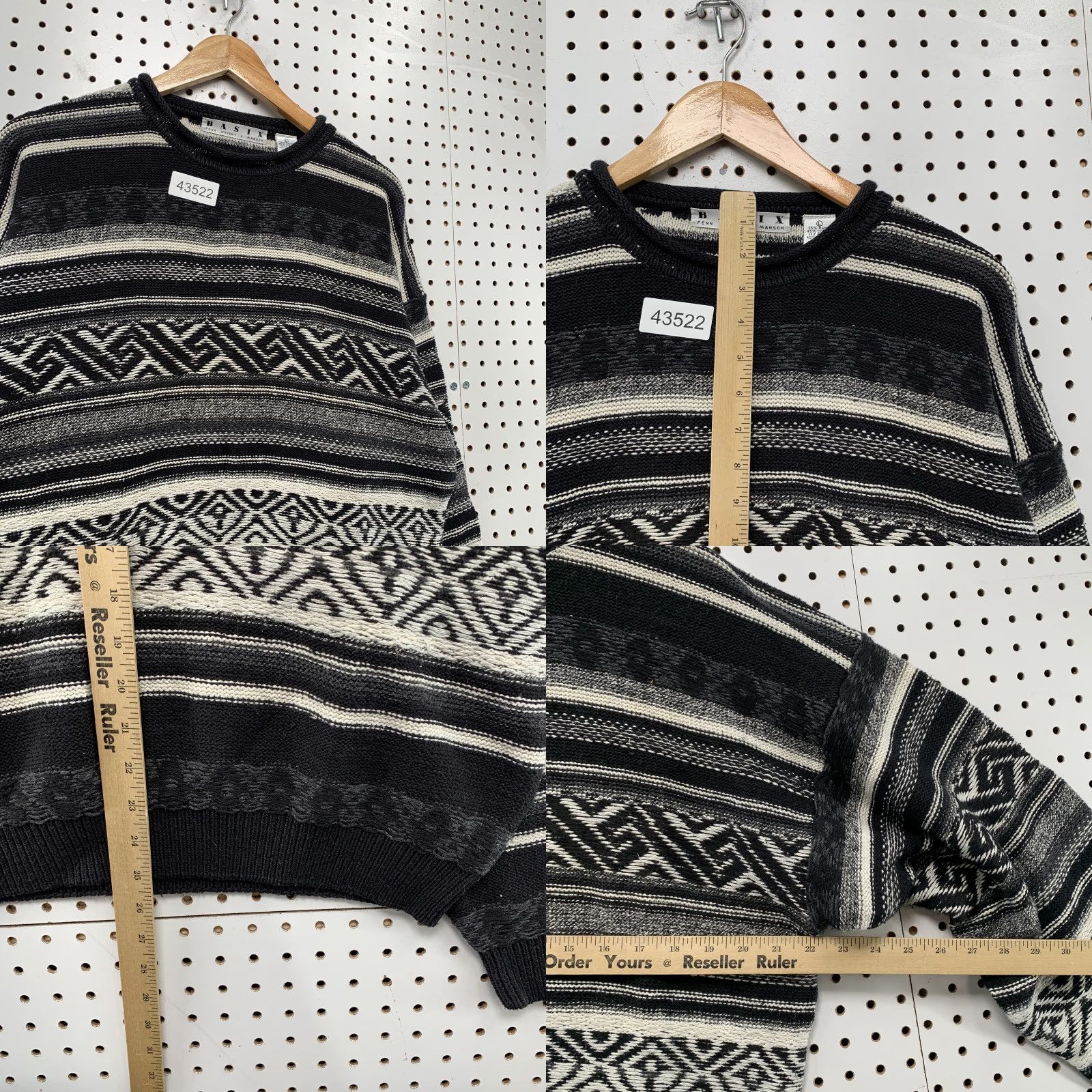 Vintage VINTAGE Fenn Wright Manson Black Striped Sweater Mens Large Ramie Cotton Pullover Knit Crew Neck Winter Casual Mens L Black Striped Sweater Size US L / EU 52-54 / 3 - 8 Thumbnail