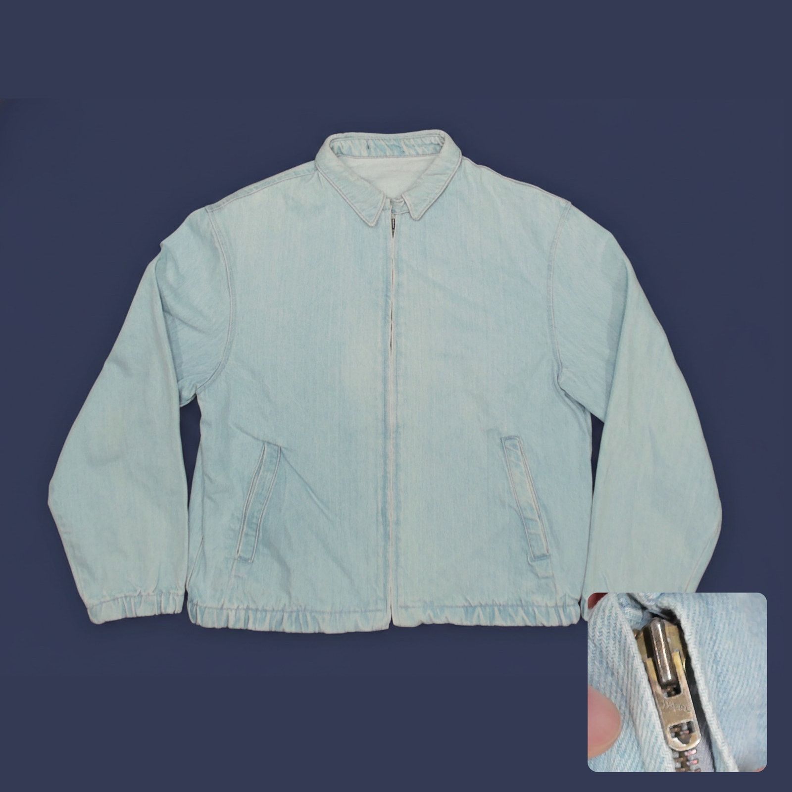 Vintage 0s Vintage Light Wash Denim Boxy Cropped Bomber Jacket Size US L / EU 52-54 / 3 - 1 Thumbnail
