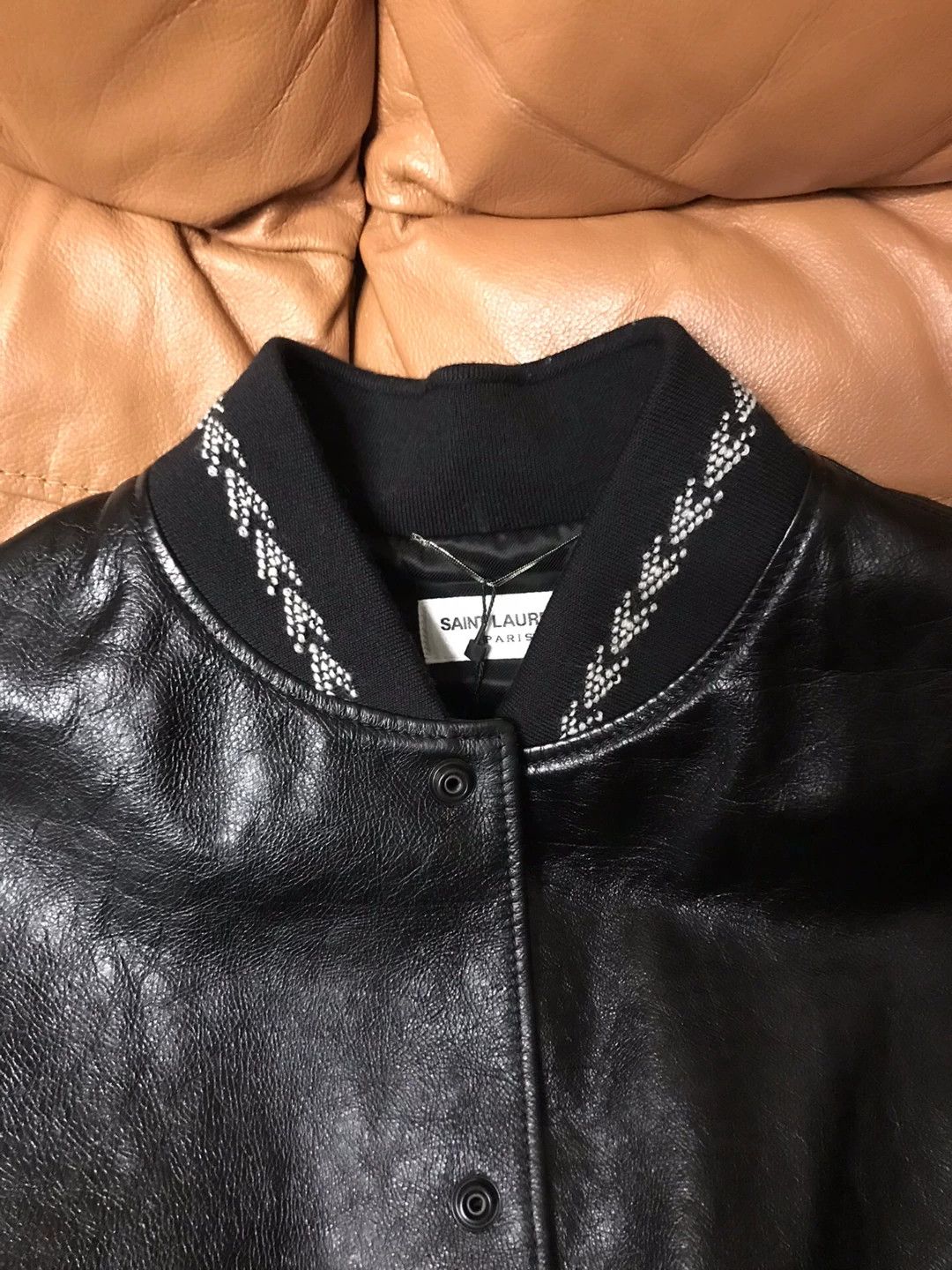 Saint Laurent Paris YSL wool leather panel teddy jacket 54 (small) Size XXL / US 16-18 / IT 52-54 - 8 Thumbnail