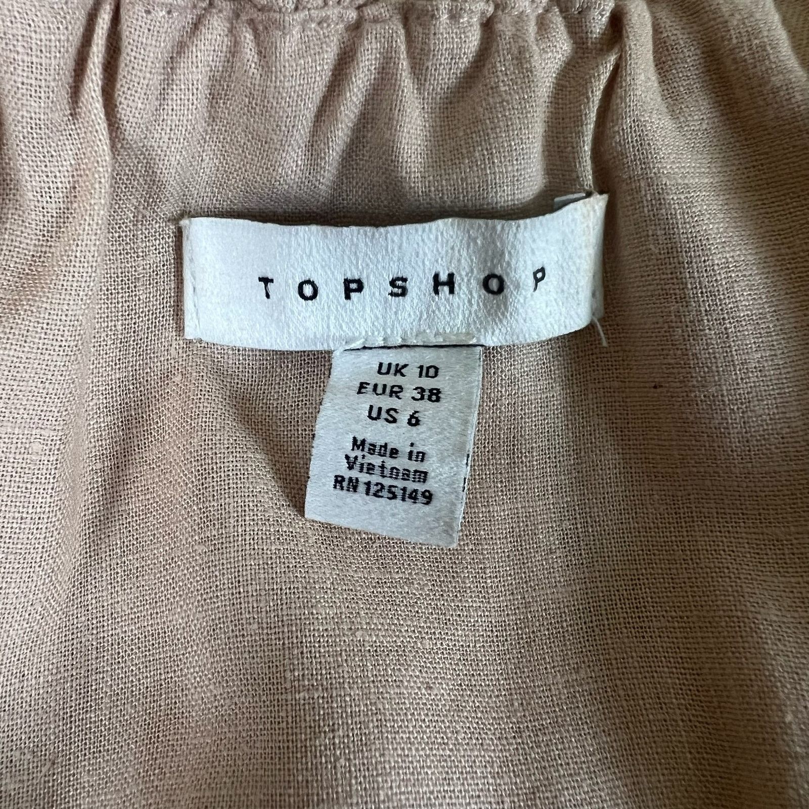 Topshop Blush Bardot Linen Midi Dress 6 | Romantic Coastal Topshop Size M / US 6-8 / IT 42-44 - 7 Thumbnail