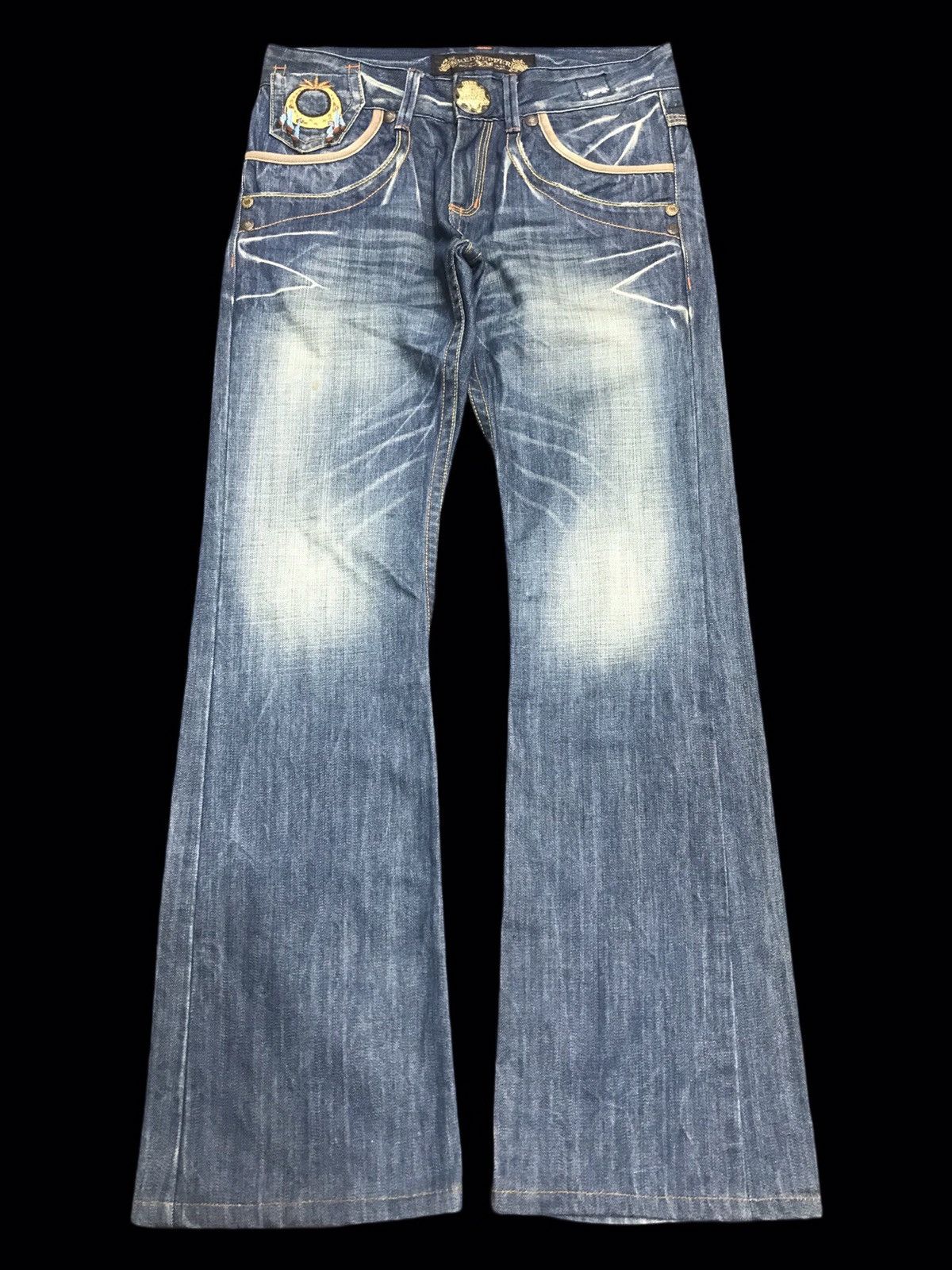 Japanese Brand 💥FLARE💥ARCHIVAL REDPEPPER CHIEFHEAD EMBROIDERY DENIM F257 Size US 31 - 1 Thumbnail