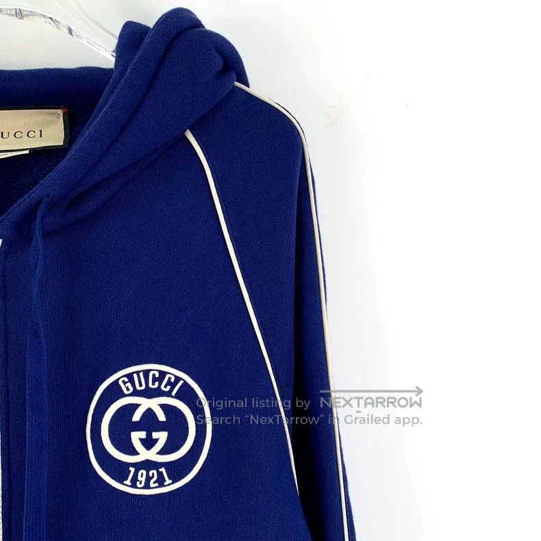 Gucci Gucci Dark blue logo embroidered cotton hooded zipper long Size US XS / EU 42 / 0 - 3 Thumbnail