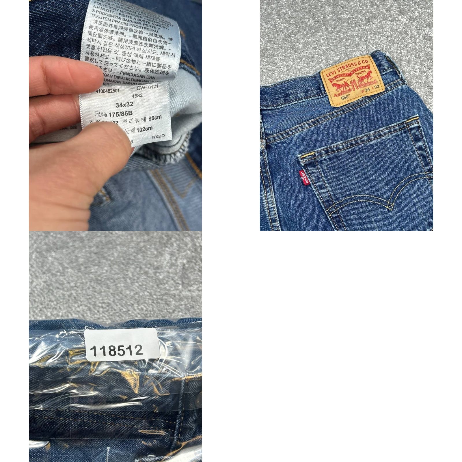 Levi's Levi's 550 Jeans Mens 34 Blue Denim Cotton Mid Rise Relaxed Straight Leg 32x31 Jeans Size US 34 / EU 50 - 8 Thumbnail