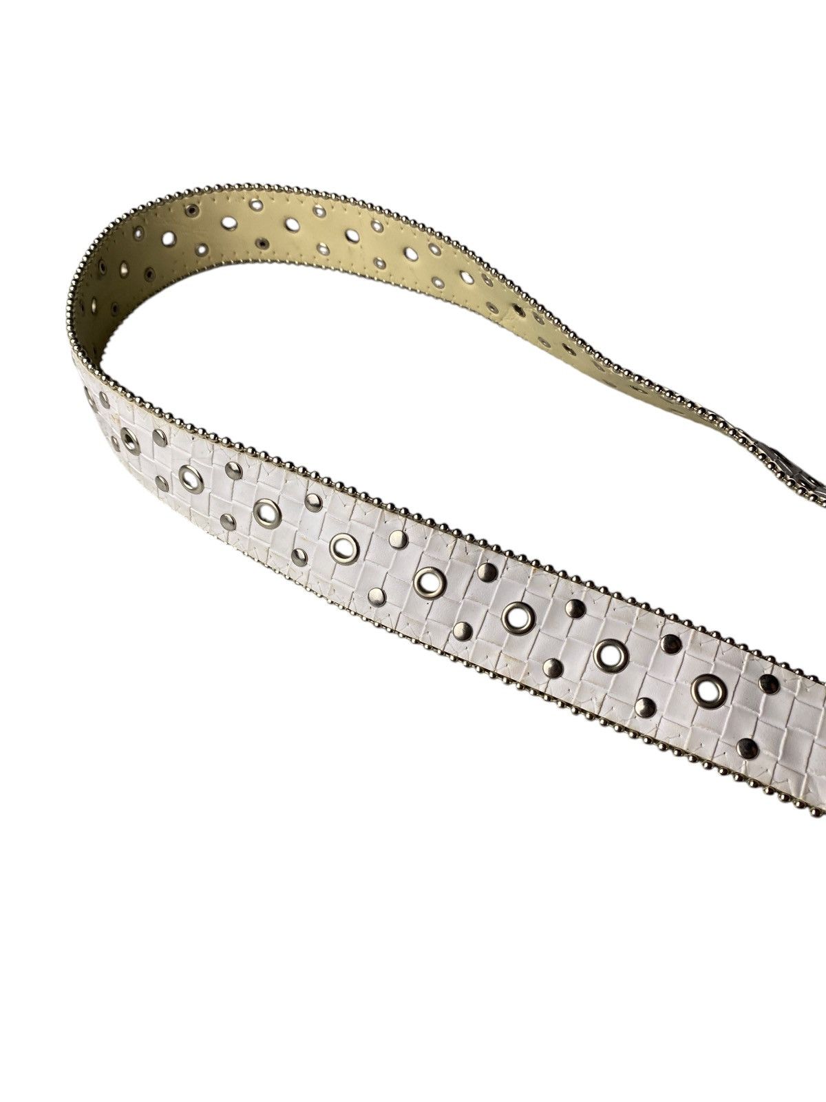If Six Was Nine 2000's White Studded Ring Pattern Belt Size ONE SIZE - 4 Thumbnail