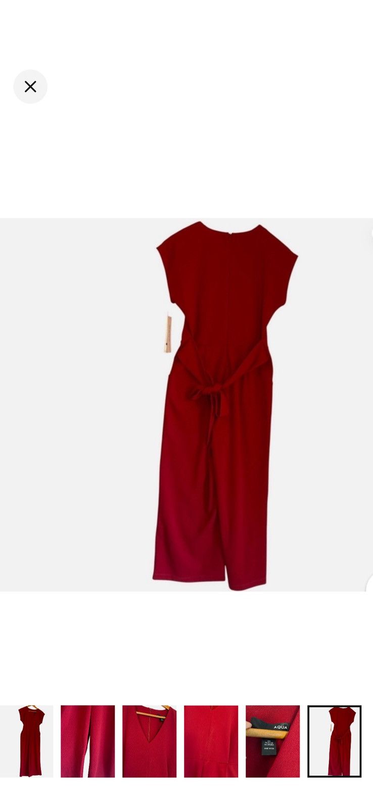 AQUA NWT Aqua Wide Leg Cropped Tie Waist Jumpsuit Red Wine Sz S Size 27" / US 4 / IT 40 - 7 Thumbnail