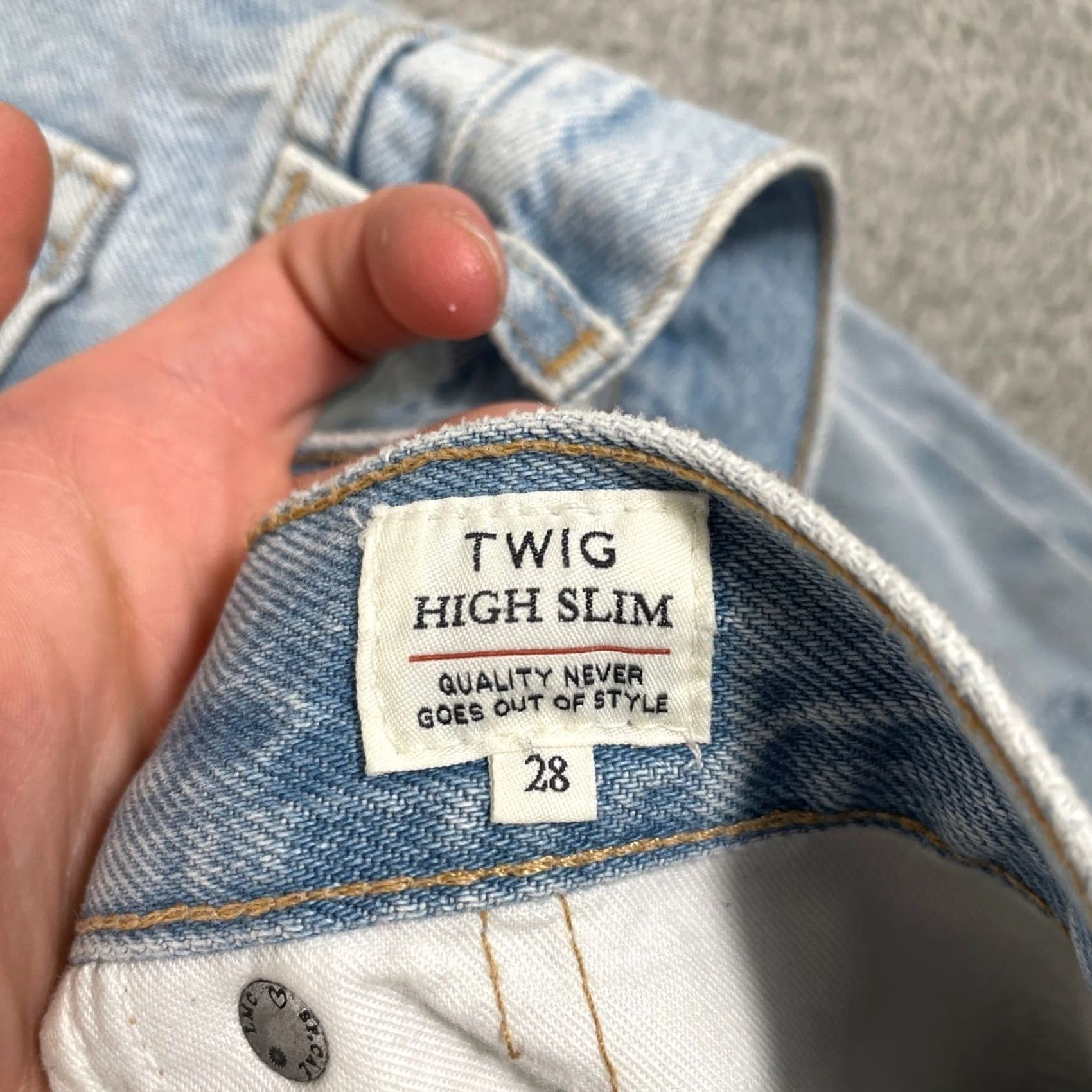 Levi's Levi's Made & Crafted Twig High Slim Jeans Womens 28 Light Wash Distressed Patchwork Size ONE SIZE - 3 Thumbnail
