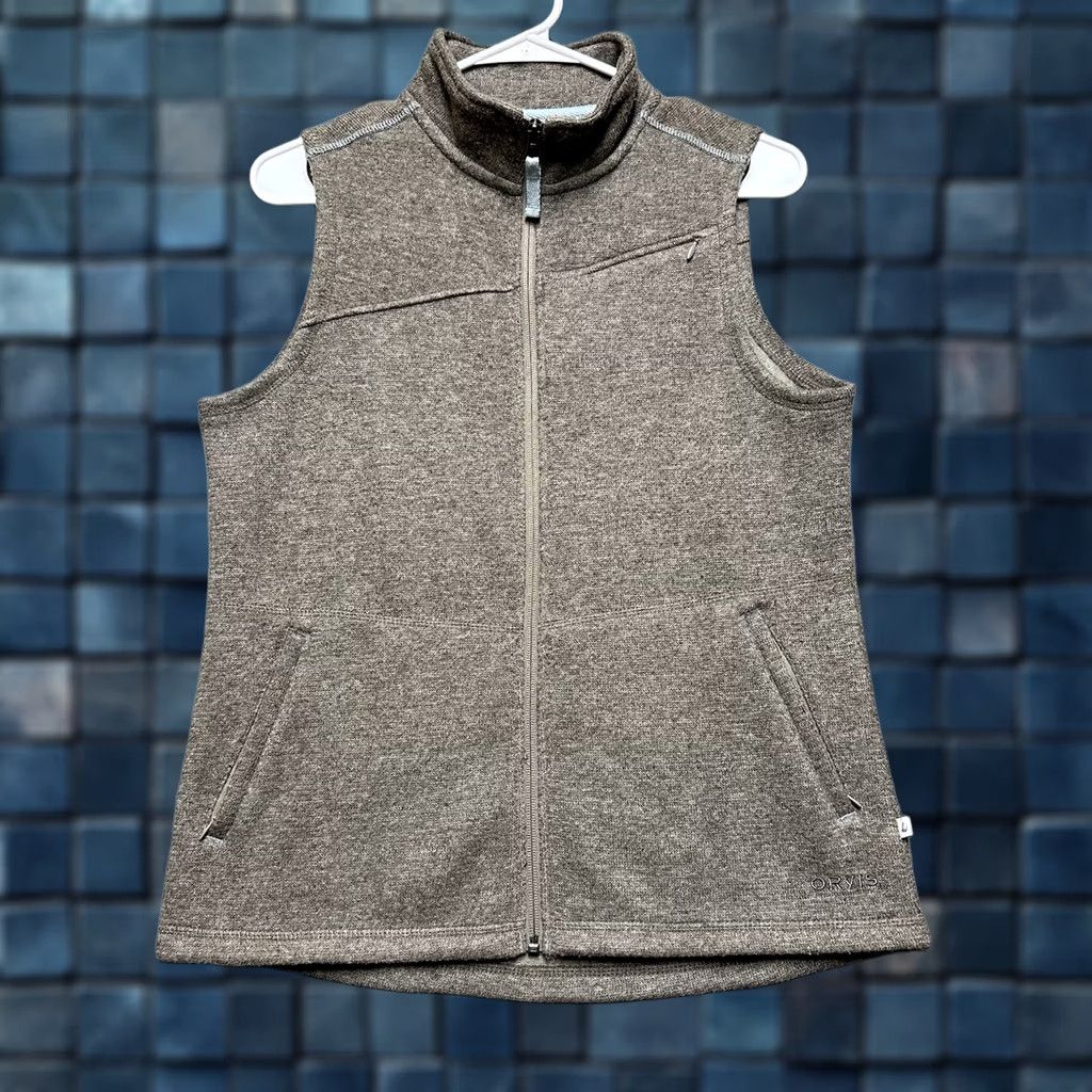 Orvis Orvis Vest Womens Small Brown/Beige Wool Blend Full Zip Sleeveless Pockets EUC Size S / US 4 / IT 40 - 1 Thumbnail