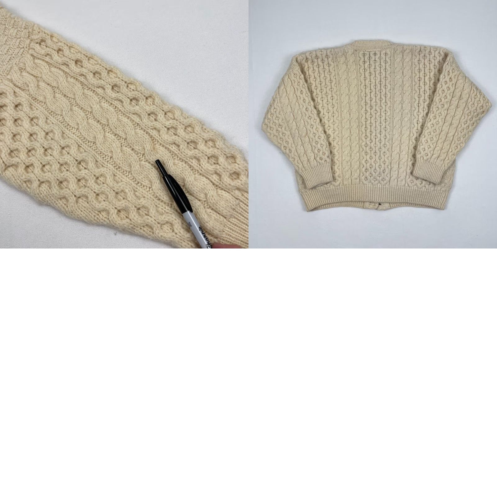 Vintage Gaeltarra Cardigan Sweater Womens M Oversized Cream Beige New Wool Cable Knit Size M / US 6-8 / IT 42-44 - 8 Thumbnail