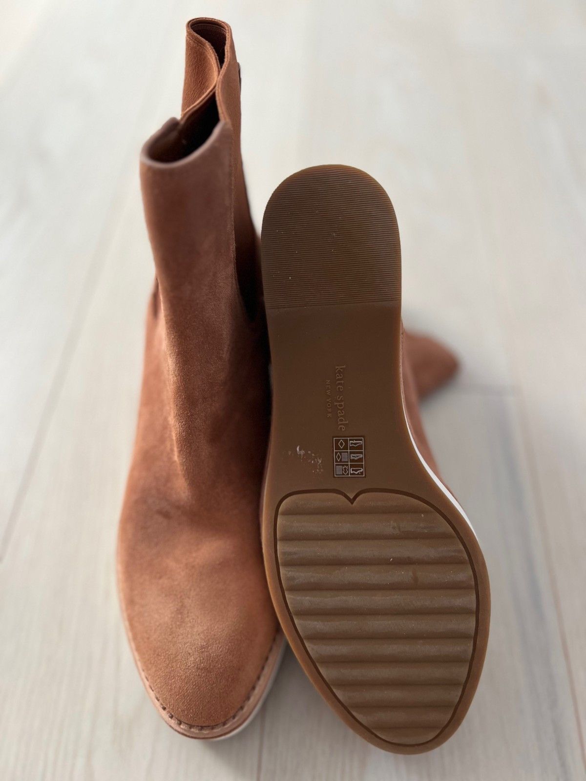 Kate Spade Kate Spade Addison Wedge Suede Booties in Tan ( 10 ) Size US 10 / IT 40 - 3 Thumbnail