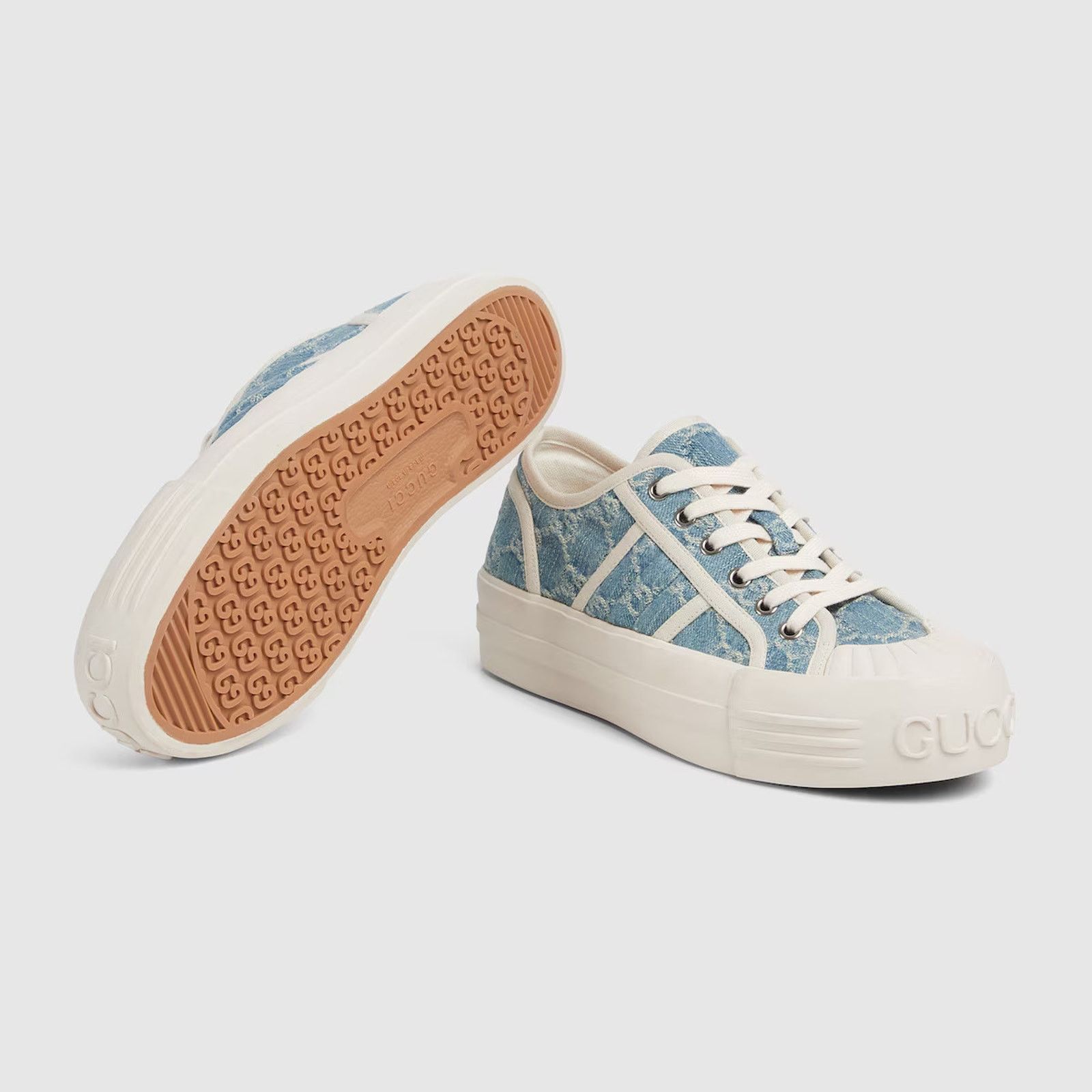Gucci Gucci Chunky Monogram GG Blue Denim Platform Sneakers 36.5 Size US 6.5 / IT 36.5 - 5 Thumbnail