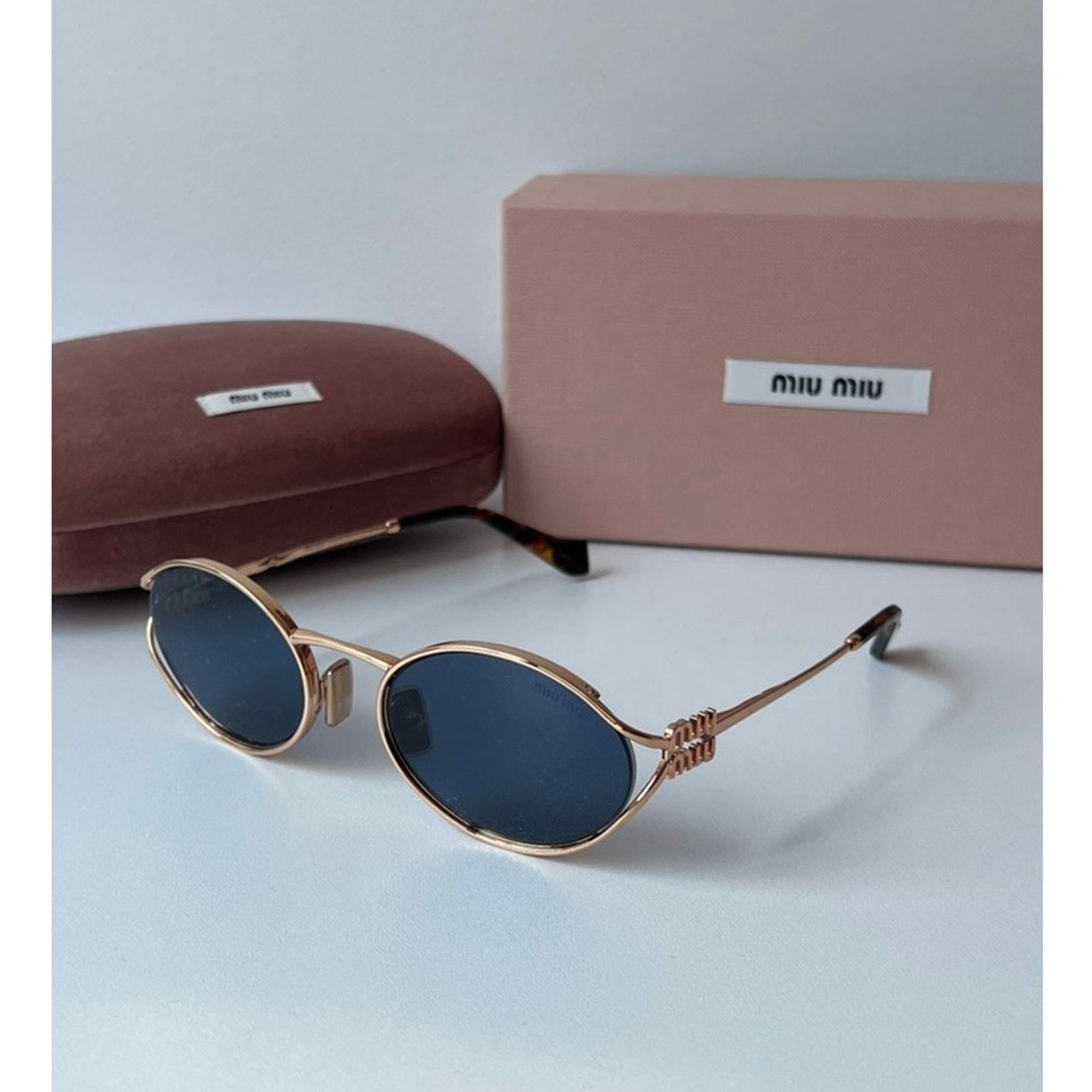 Miu Miu NEW Miu Miu MU52YS Rose Gold Blue Metal Sunglasses Size ONE SIZE - 1 Thumbnail