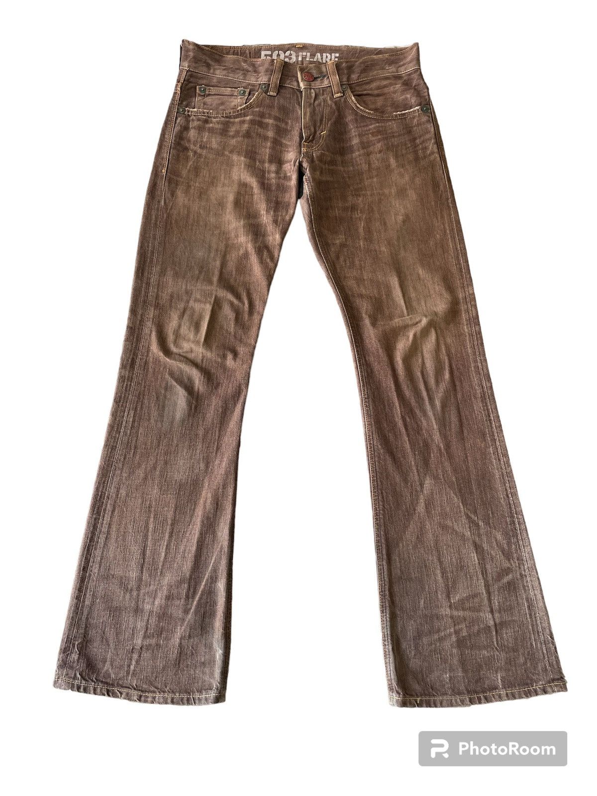 image of vintage Edwin 503 Flare Jeans in Brown, Men's (Size 32)