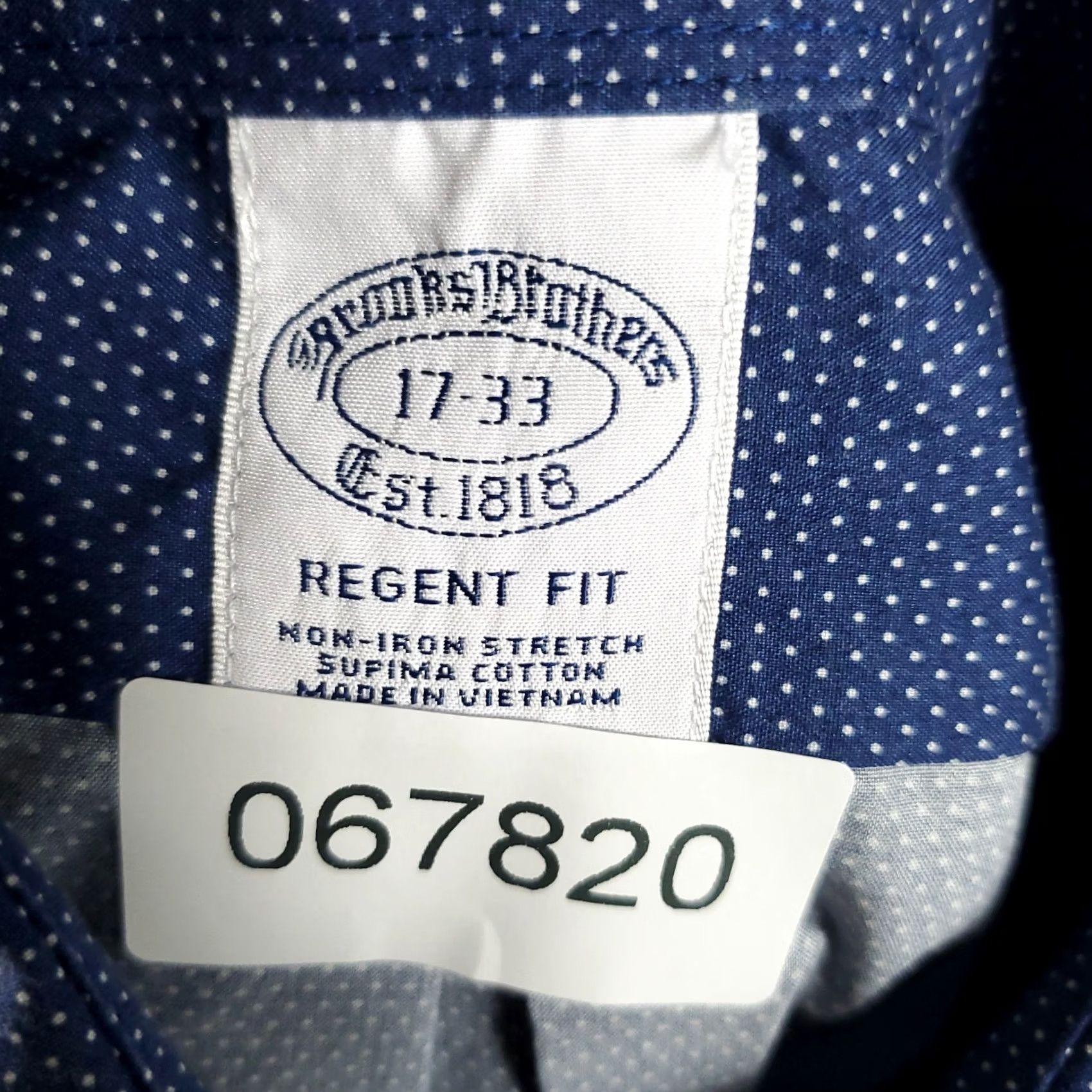 Brooks Brothers Brooks Brothers Shirt Mens 17 Blue Micro Dot Regent Dress Button Up Long Sleeve REGULAR Adult Medium Blue Spotted 100% Cotton Button-Down Cuff Mens Size 46R - 8 Thumbnail