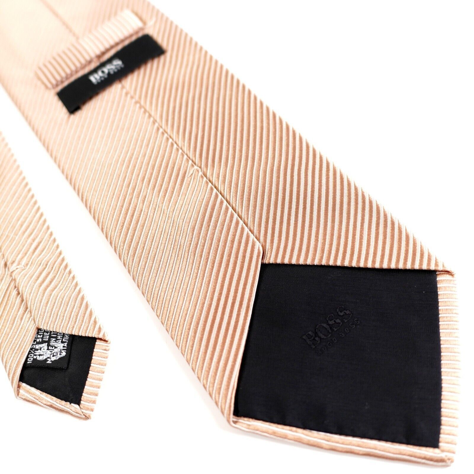 Hugo Boss Hugo Boss Beige Orange Striped Woven Silk Tie Size ONE SIZE - 3 Thumbnail