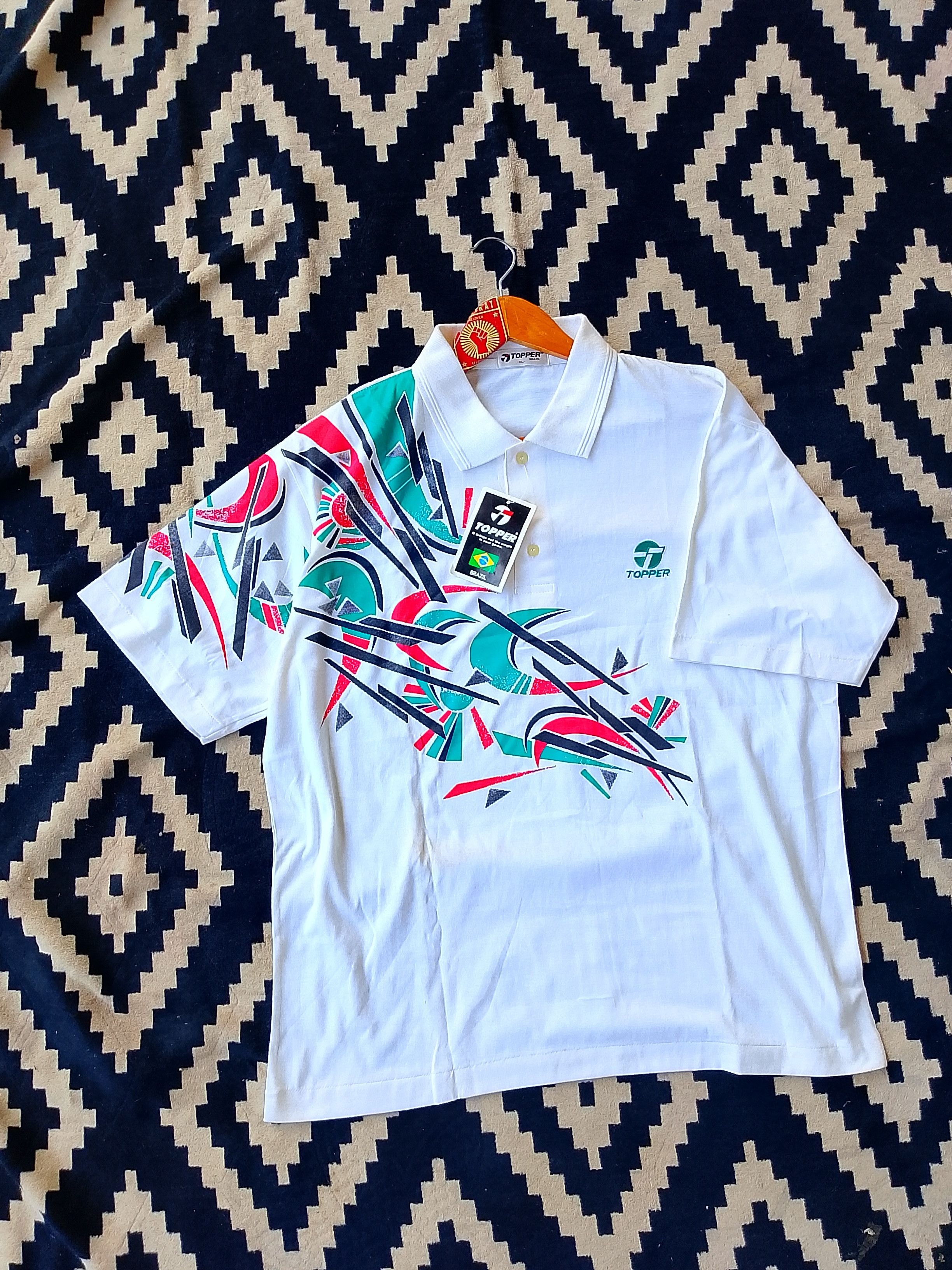 Topperz Vintage 80s TOPPER Graphic Polo Blokecore Retro Tennis Vibes Size US XL / EU 56 / 4 - 2 Thumbnail