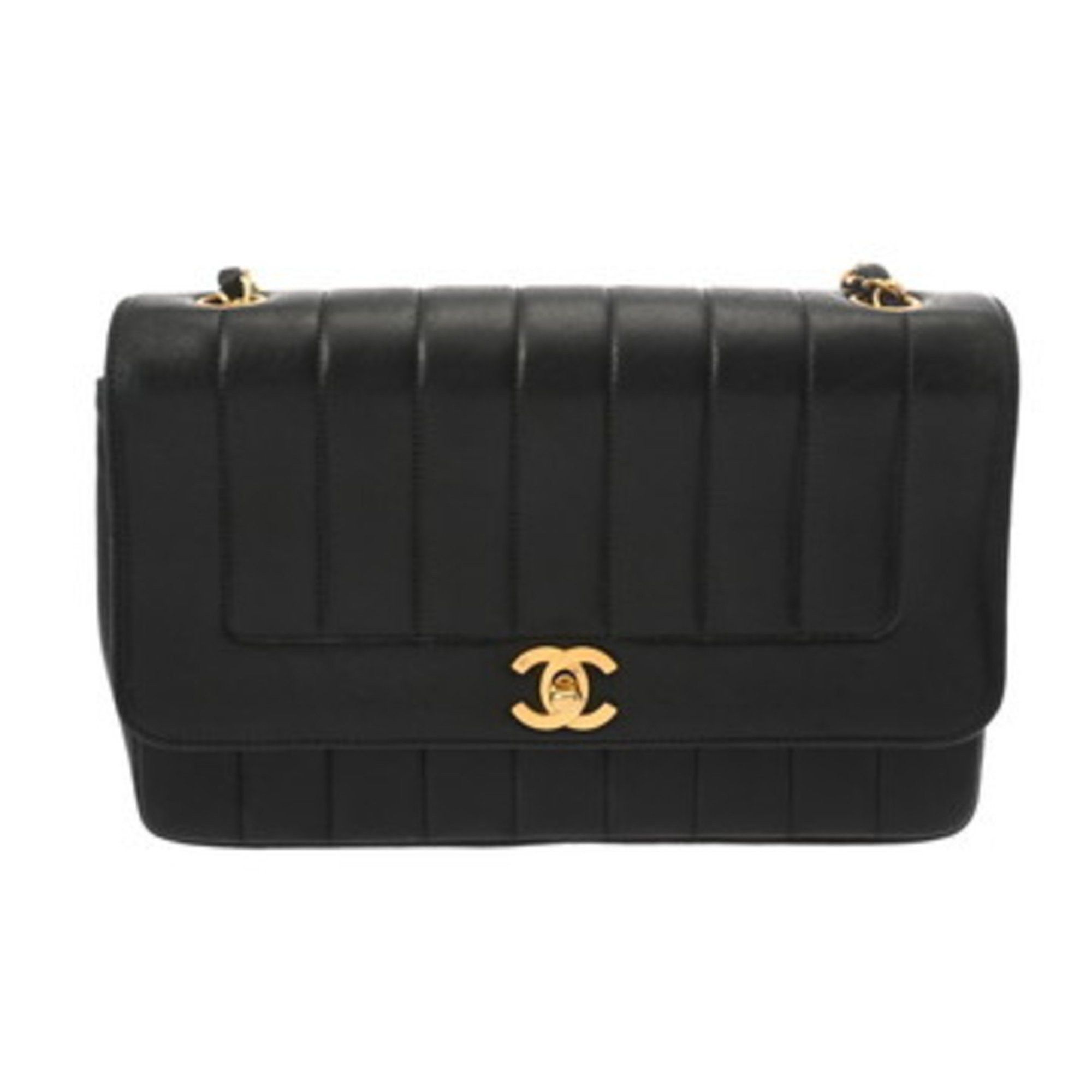 CHANEL Mademoiselle Chain Shoulder Bag Black Women's Lambskin B-Rank Pre-Owned Ginzo