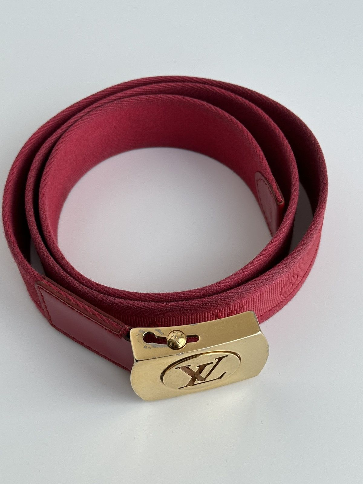 Louis Vuitton Louis Vuitton Red Monogram Canvas Cut Out belt M9734 Size 30 - 4 Thumbnail