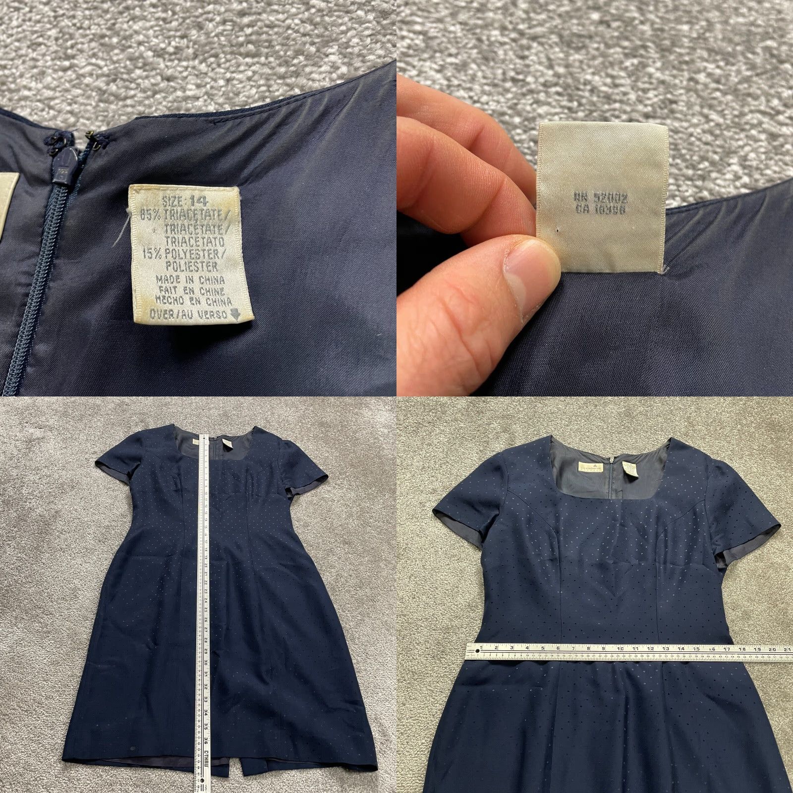 Liz Claiborne Liz Claiborne Dress Sheath Womens 14 Navy Blue Lined Back Slit Knee Length Work Size XL / US 12-14 / IT 48-50 - 8 Thumbnail