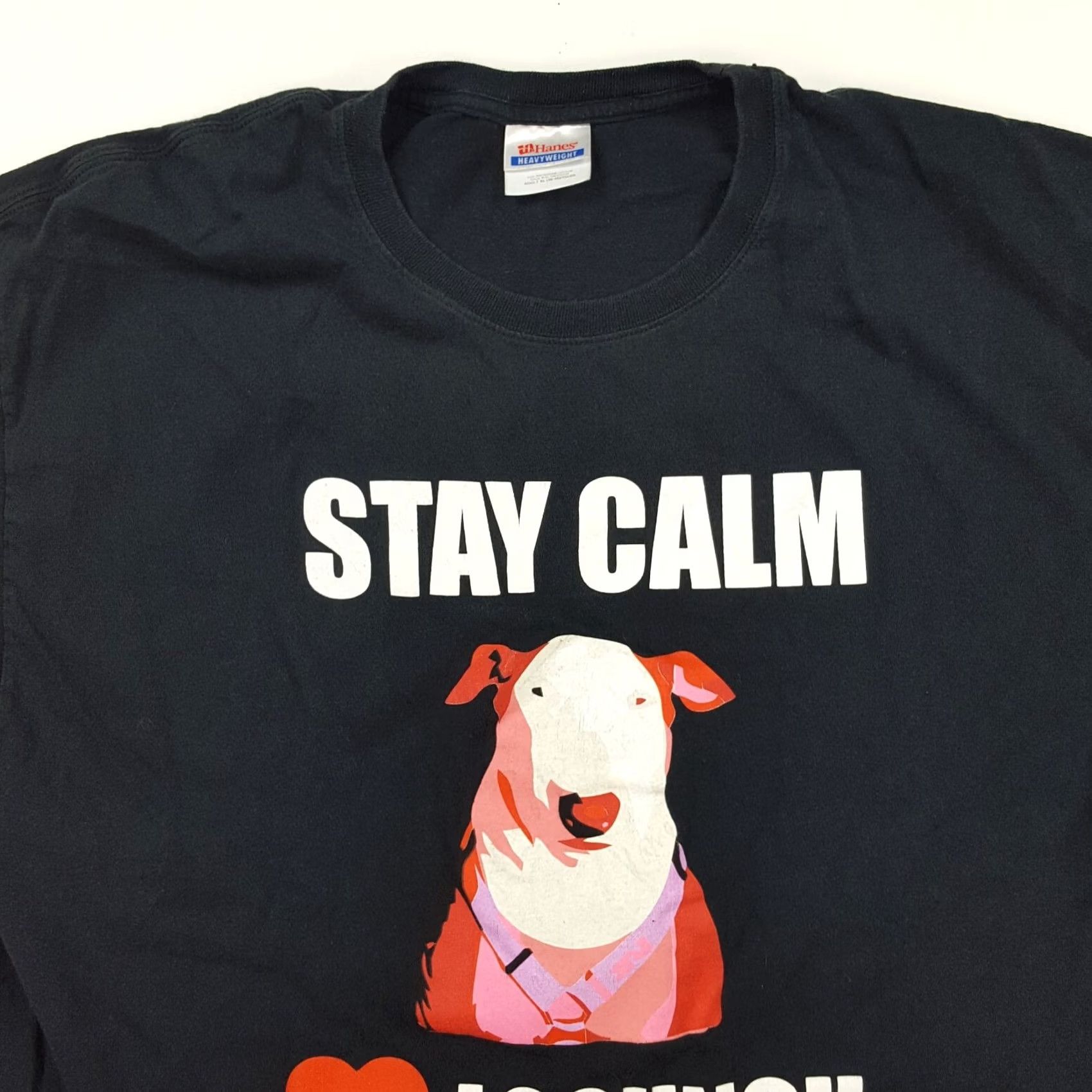 Hanes VINTAGE Hanes T-Shirt Bull Terrier Love Dog Loounch XL Black Distressed Graphic Print Men Size XL 90s Y2K Animals Retro Shirt Size US XL / EU 56 / 4 - 2 Thumbnail