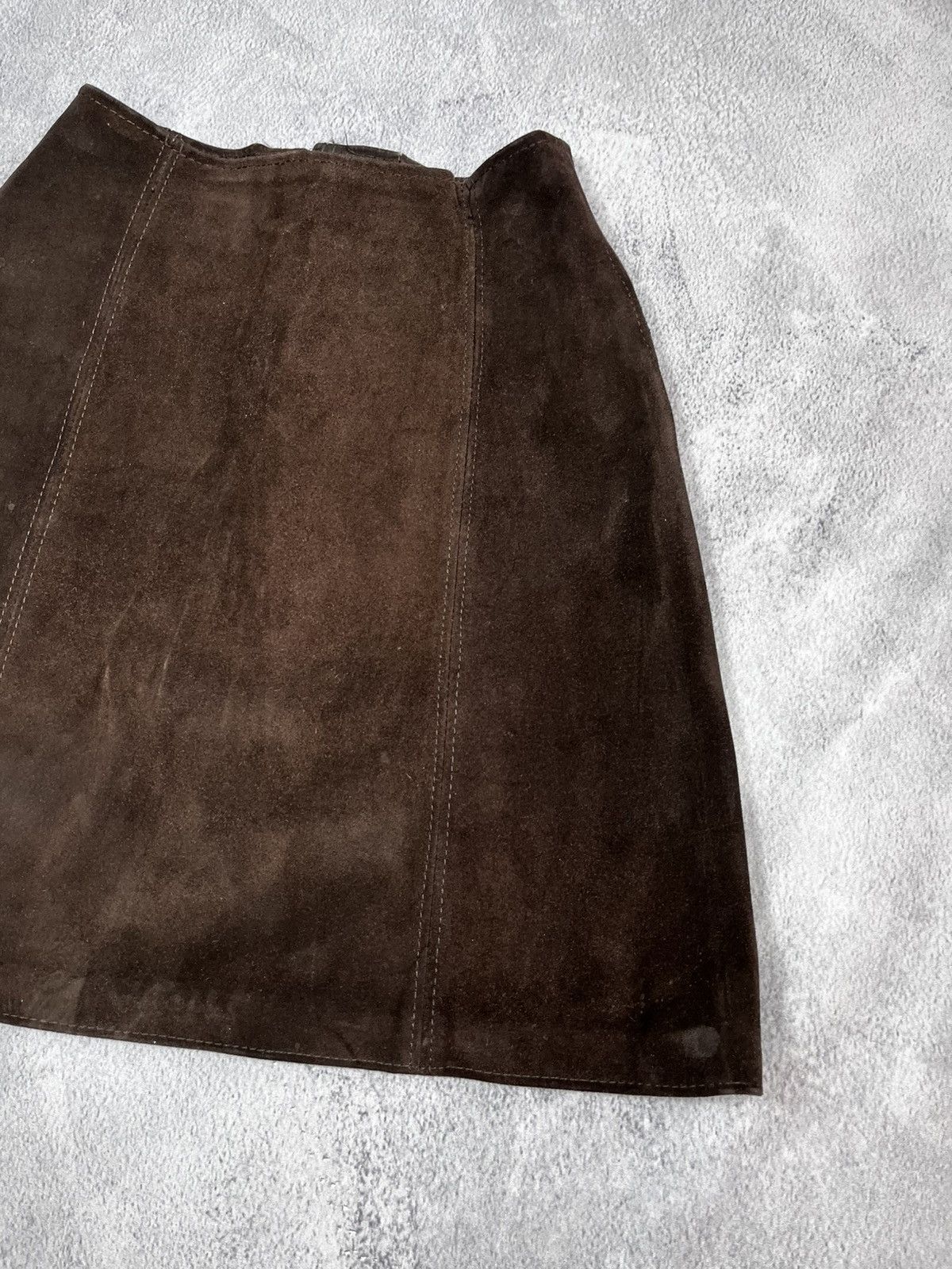 Leather × Vintage Vintage 90s Leather mini skirt avant garde oldmoney style Size 23" - 6 Thumbnail