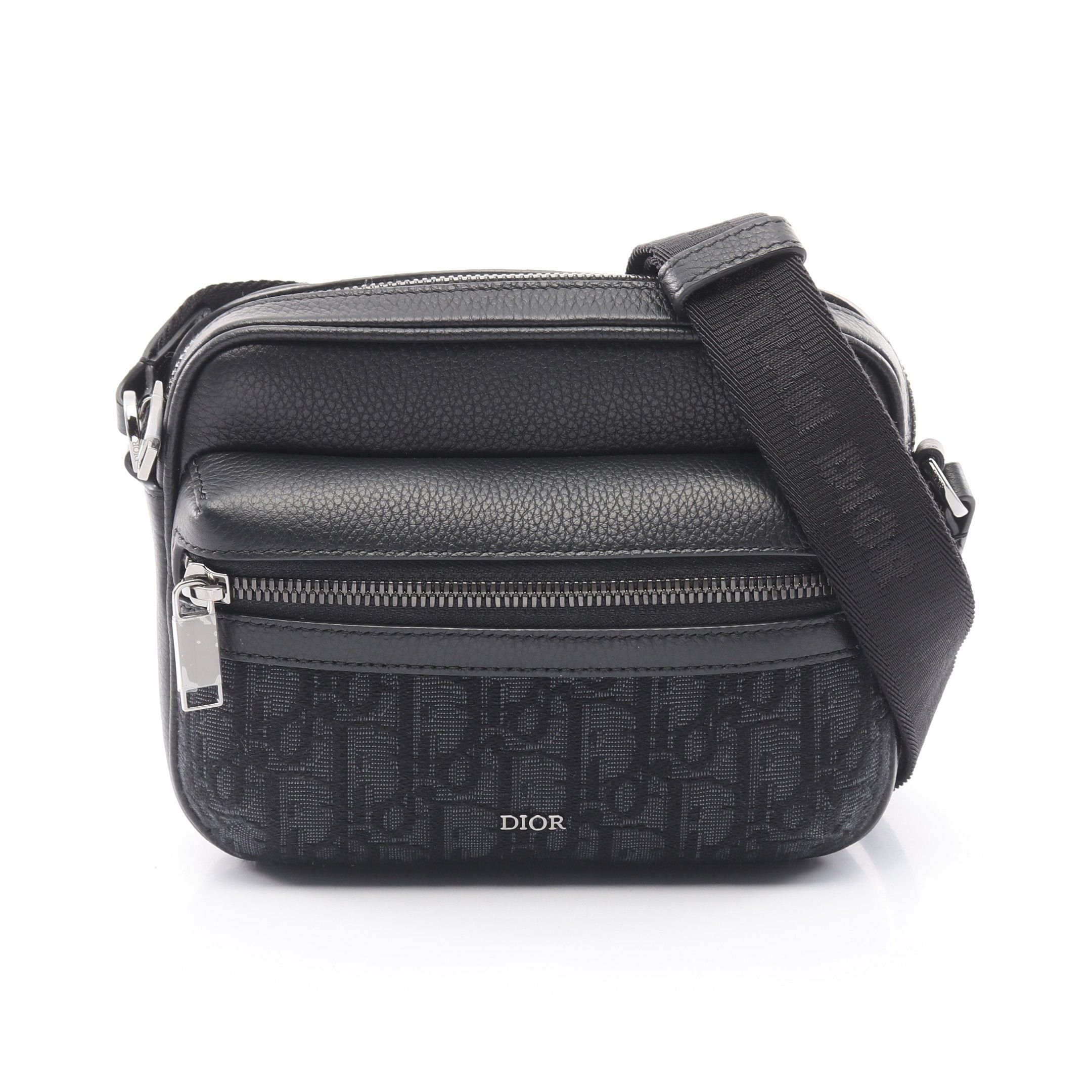 Dior Dior Rider Zip Messenger Bag Mini Oblique Jacquard Shoulder Canvas Leather Black Size ONE SIZE - 1 Thumbnail