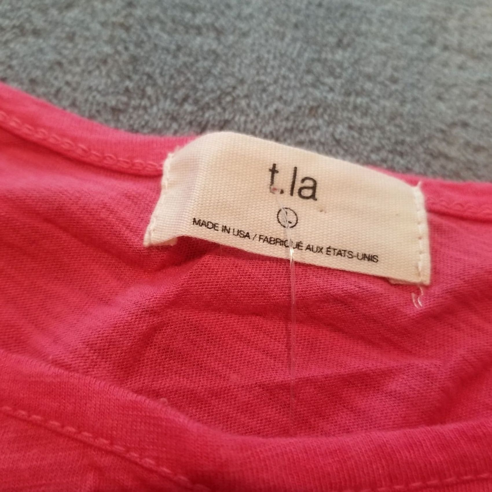Anthropologie Anthropologie T. La Women's Shirred Waist Blouse Shirt L Pink Red Solid Short Sleeve Buy New with Tags Size L / US 10 / IT 46 - 3 Thumbnail