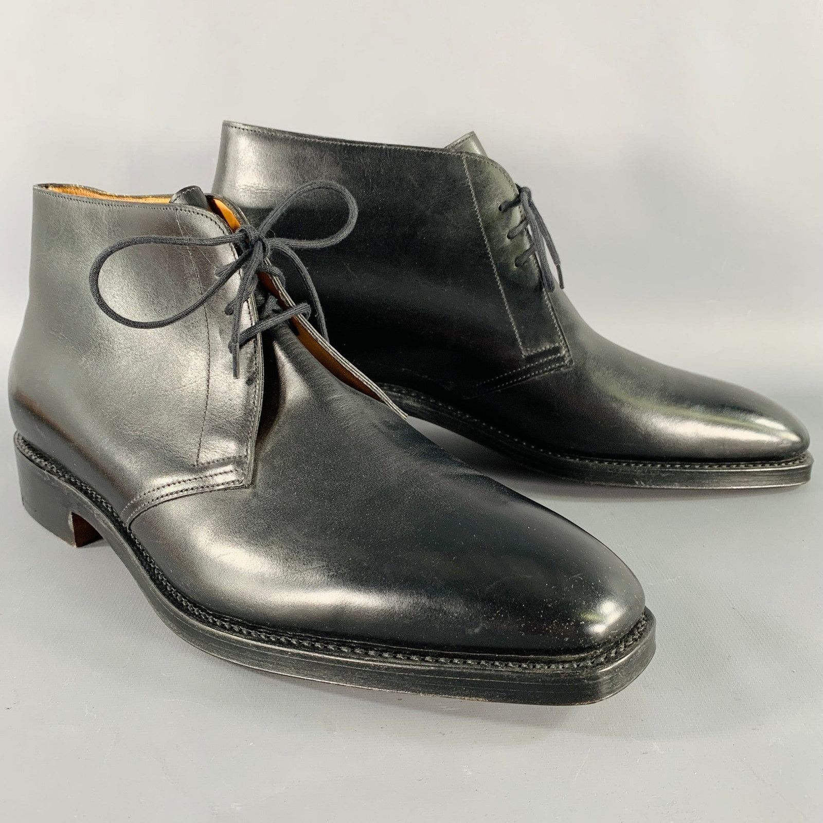 John Lobb JOHN LOBB Size 10 Giono Black Leather Lace-Up Ankle Boots Size US 10 / EU 43 - 1 Thumbnail