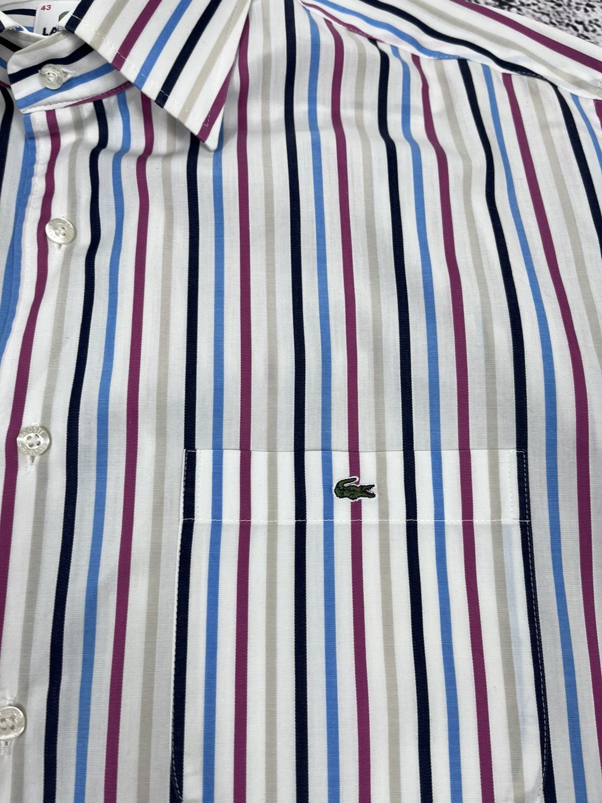 Lacoste Vintagr Lacoste logo striped shirt size 43 Size 42L - 4 Thumbnail