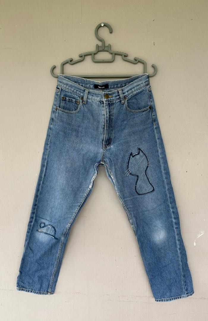 Issey Miyake VTG Issey Miyake Ne Net Denim Pant Cat PatchWork Design Size US 36 / EU 52 - 1 Thumbnail