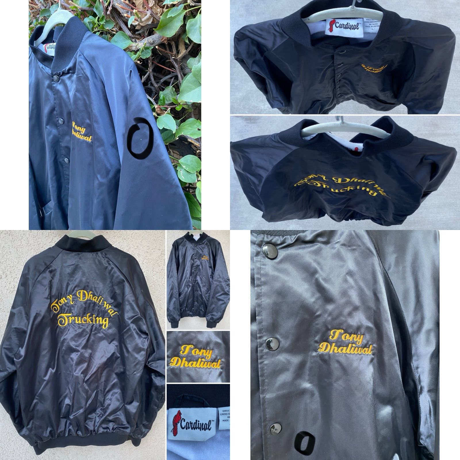 Vintage VINTAGE Cardinal Black Satin Bomber Jacket Tony Dhaliwal Trucking Size L Trucker Jacket Size US L / EU 52-54 / 3 - 8 Thumbnail