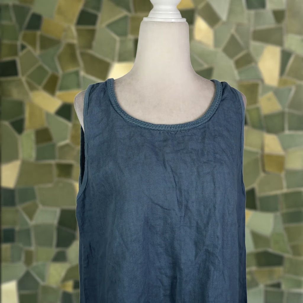 Vintage VINTAGE Puro Lino Blue Linen Mini Dress Sleeveless Bohemian L Size L / US 10 / IT 46 - 1 Thumbnail
