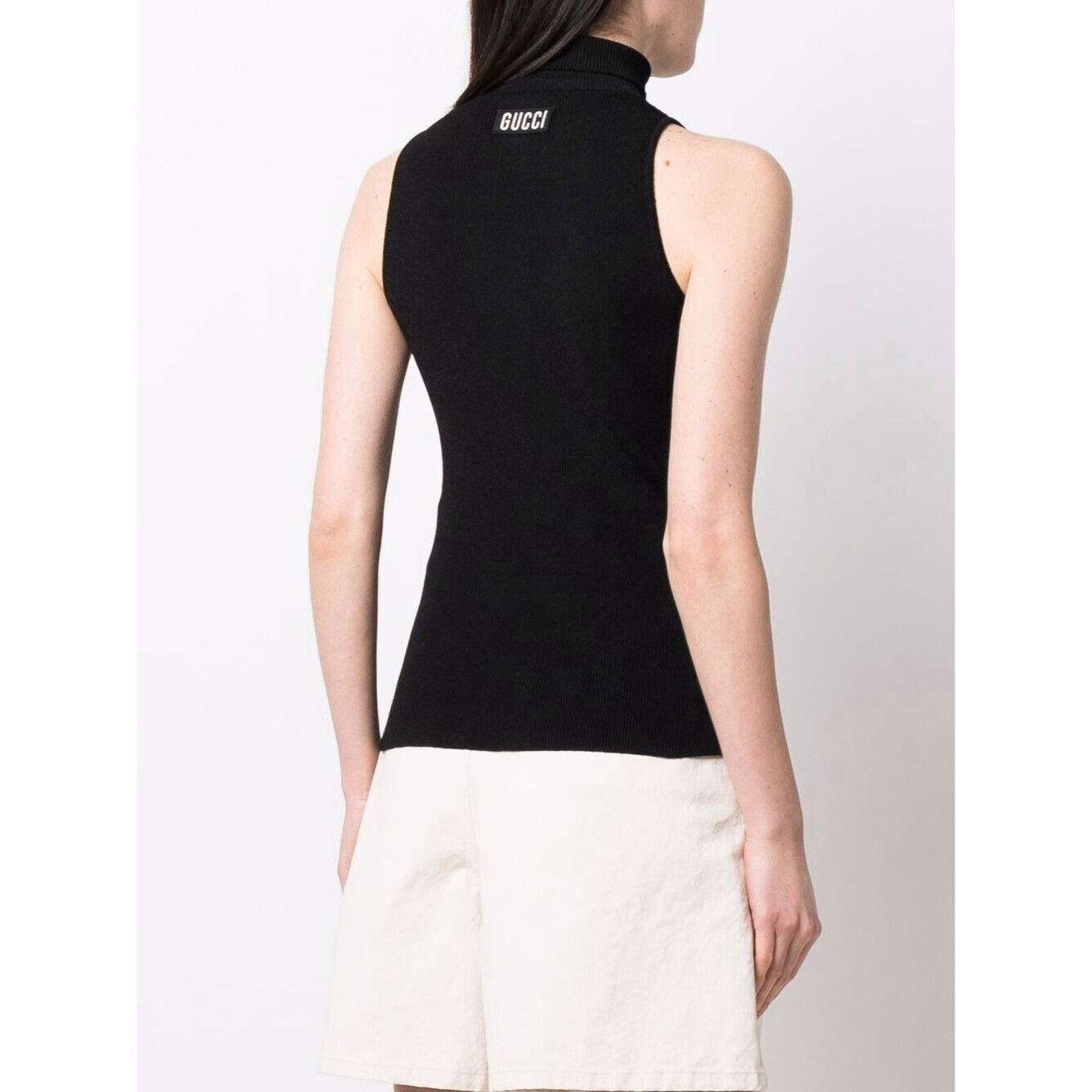 Gucci NWT GUCCI TOP BLACK LOGO RIBBED VEST SZ M 100% Authentic Size M / US 6-8 / IT 42-44 - 1 Thumbnail