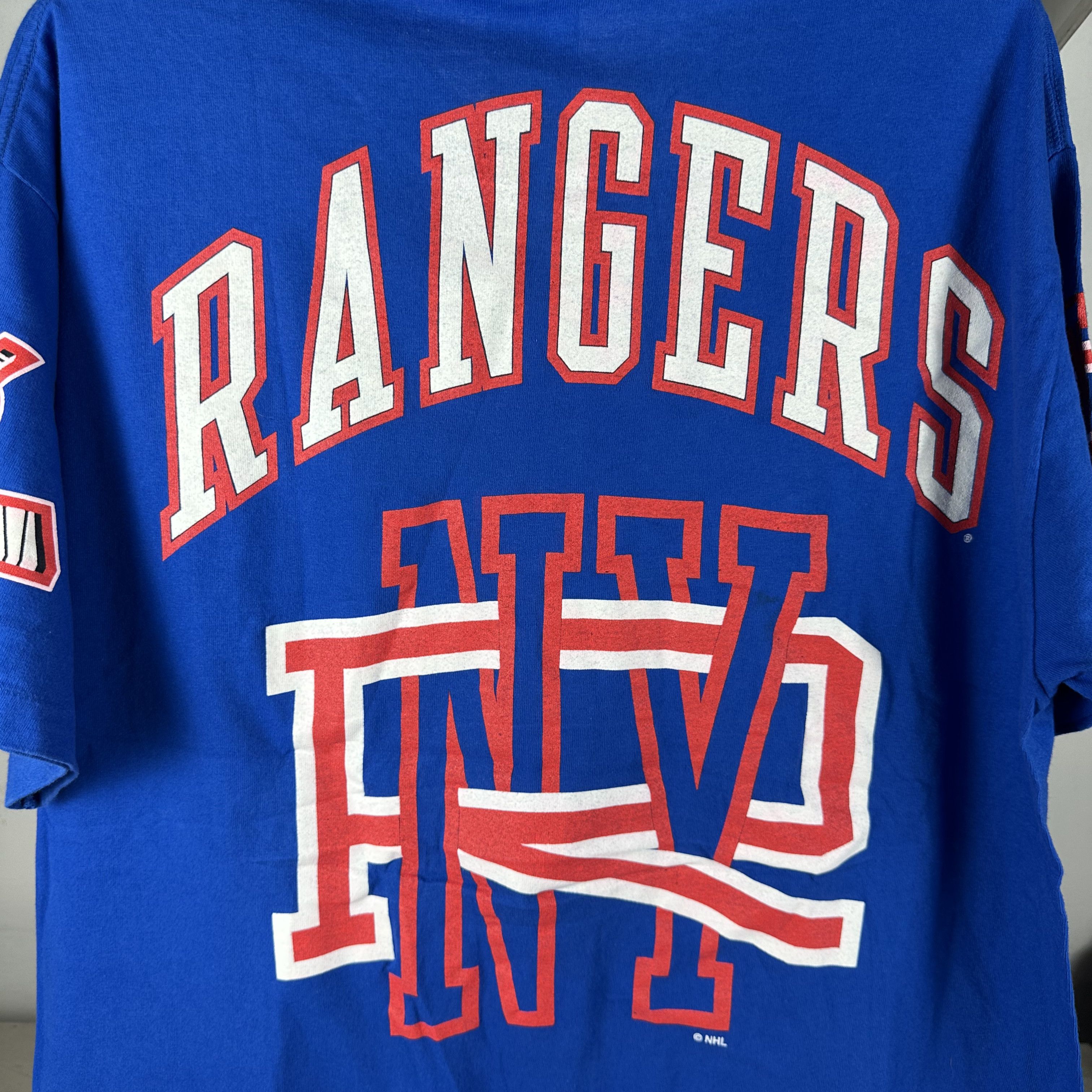 Vintage Vintage 90s New York Rangers Hockey NHL Pro Player T-shirt Size US XL / EU 56 / 4 - 3 Thumbnail