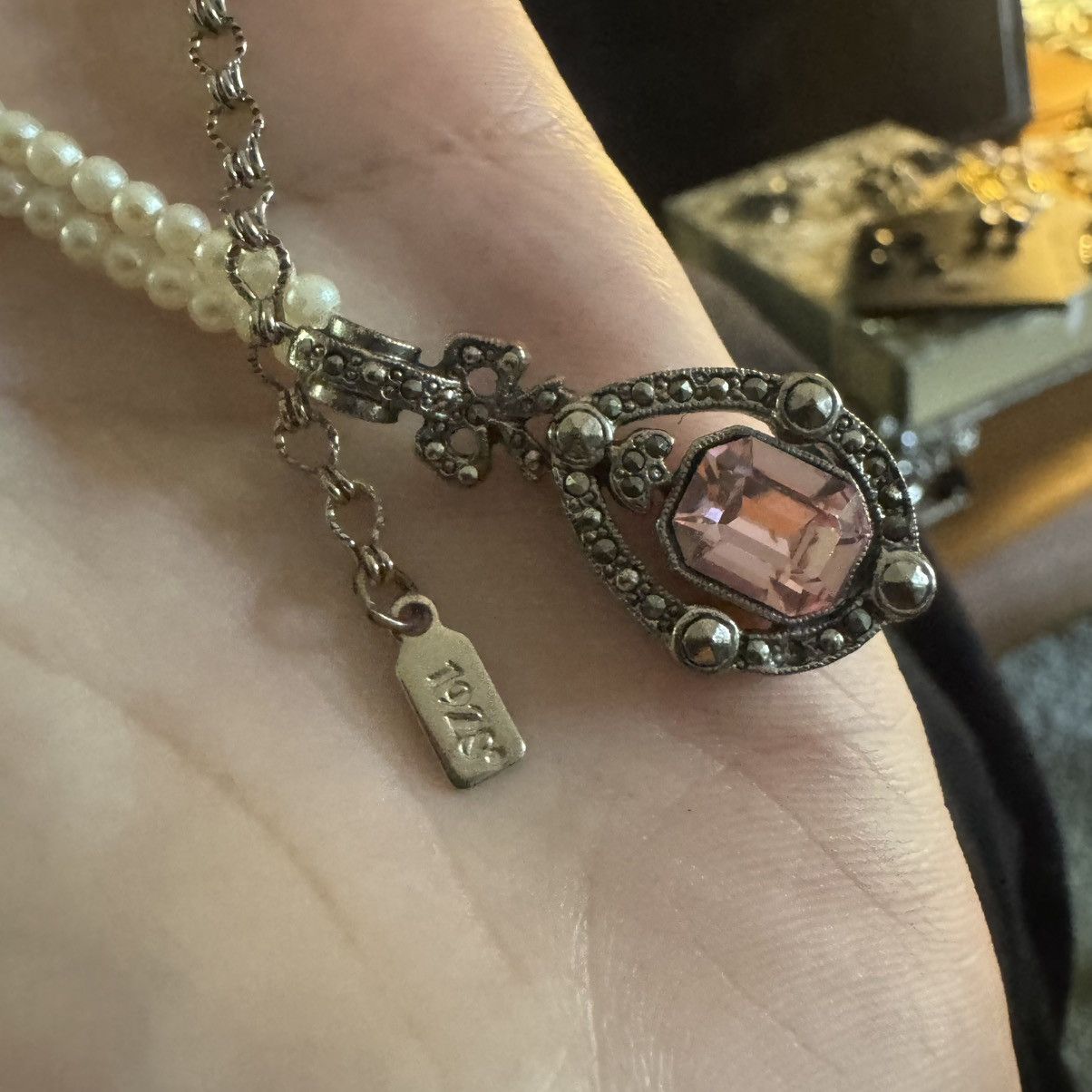 Vintage Dainty pink crystal necklace #fairycore 1928 Jewelry Size ONE SIZE - 6 Thumbnail